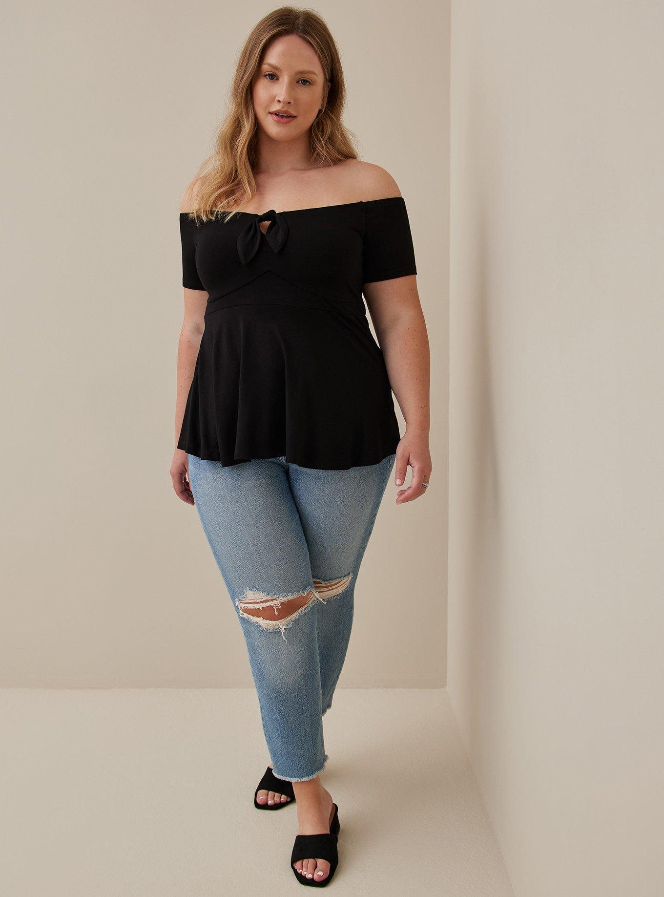 Plus Size - Babydoll Super Soft Tie-Front Off-Shoulder Top - Torrid