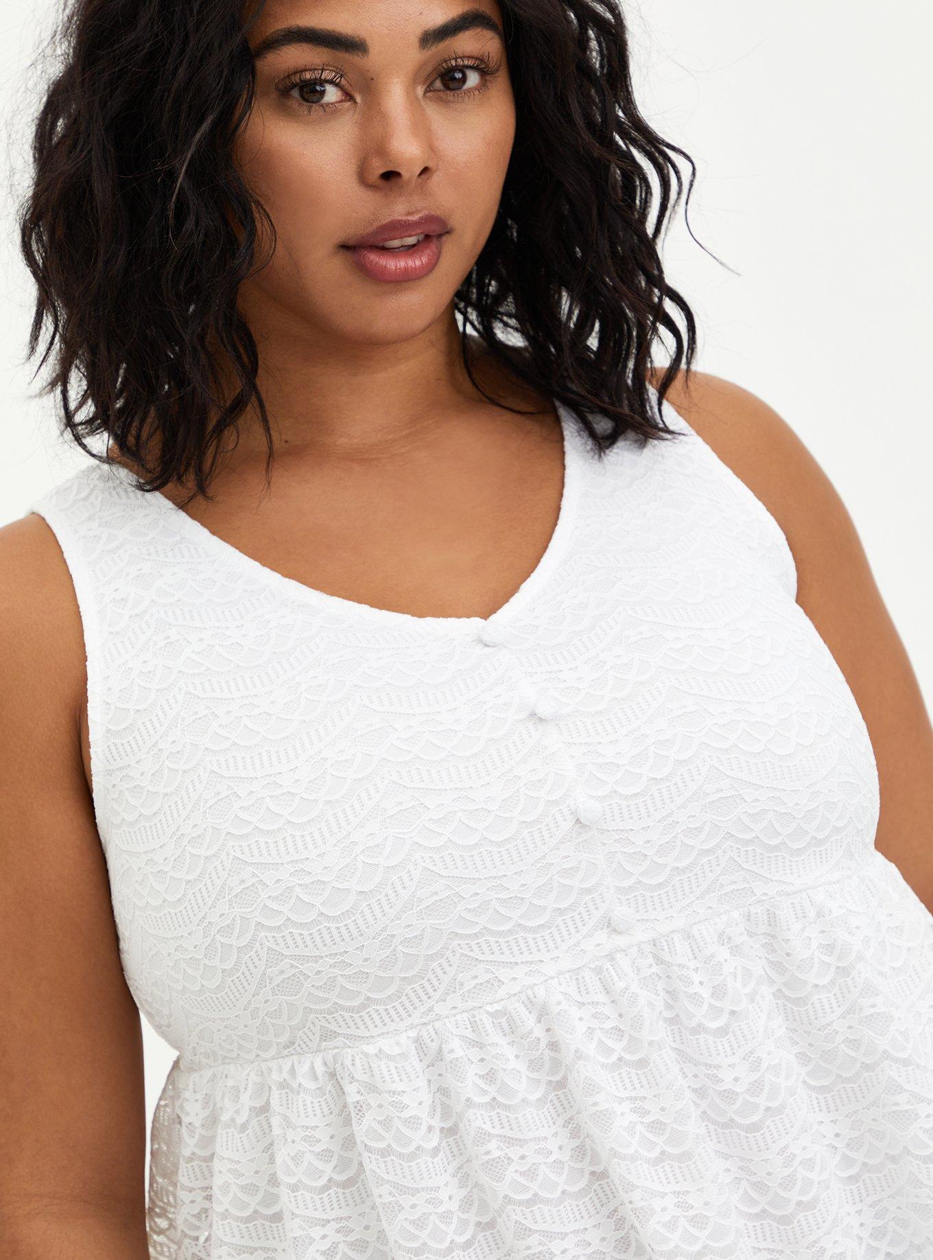 Plus Size - Babydoll Lace V-Neck Tank - Torrid