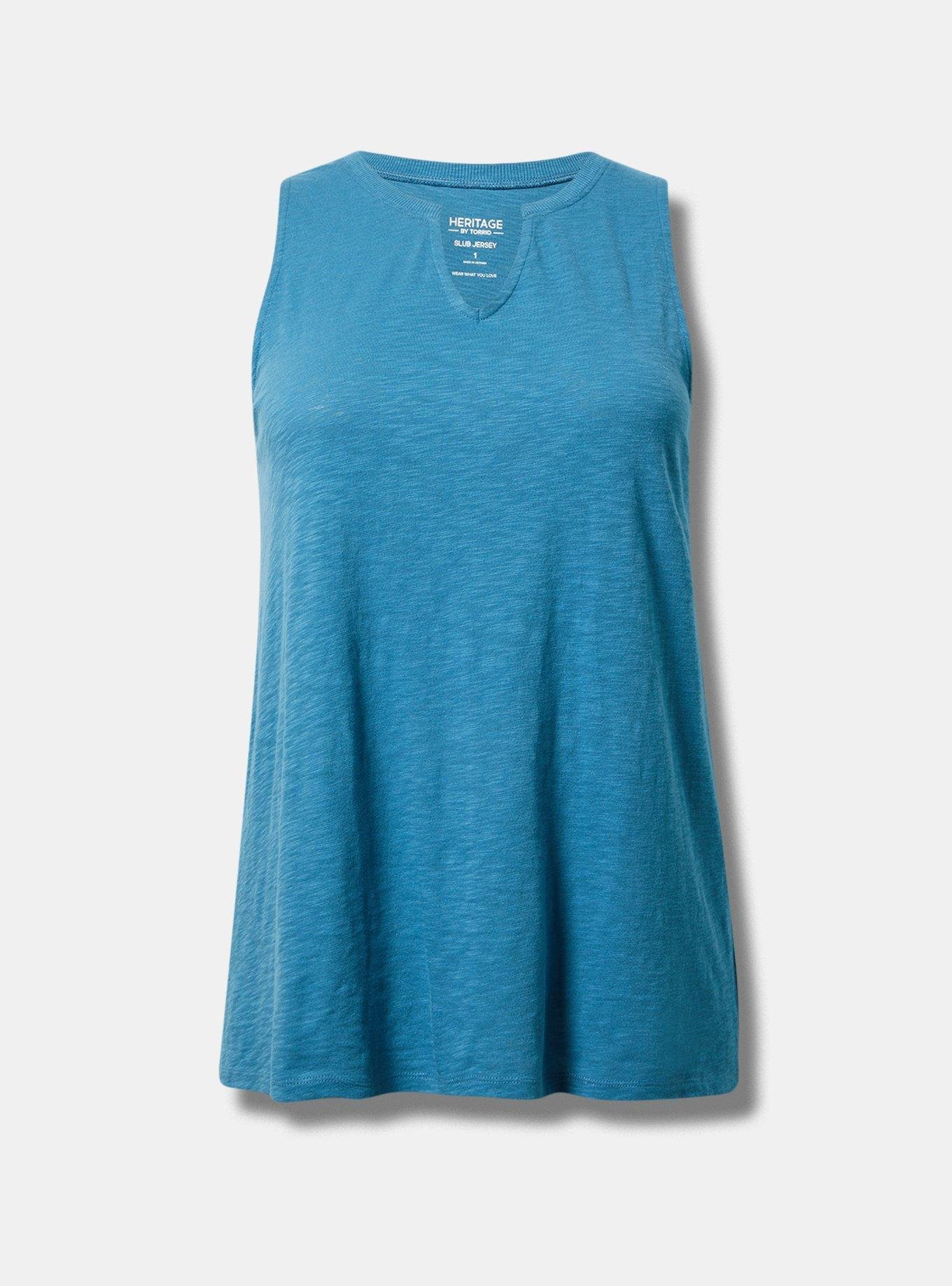 Plus Size - Classic Fit Heritage Slub Split Neck Tank - Torrid