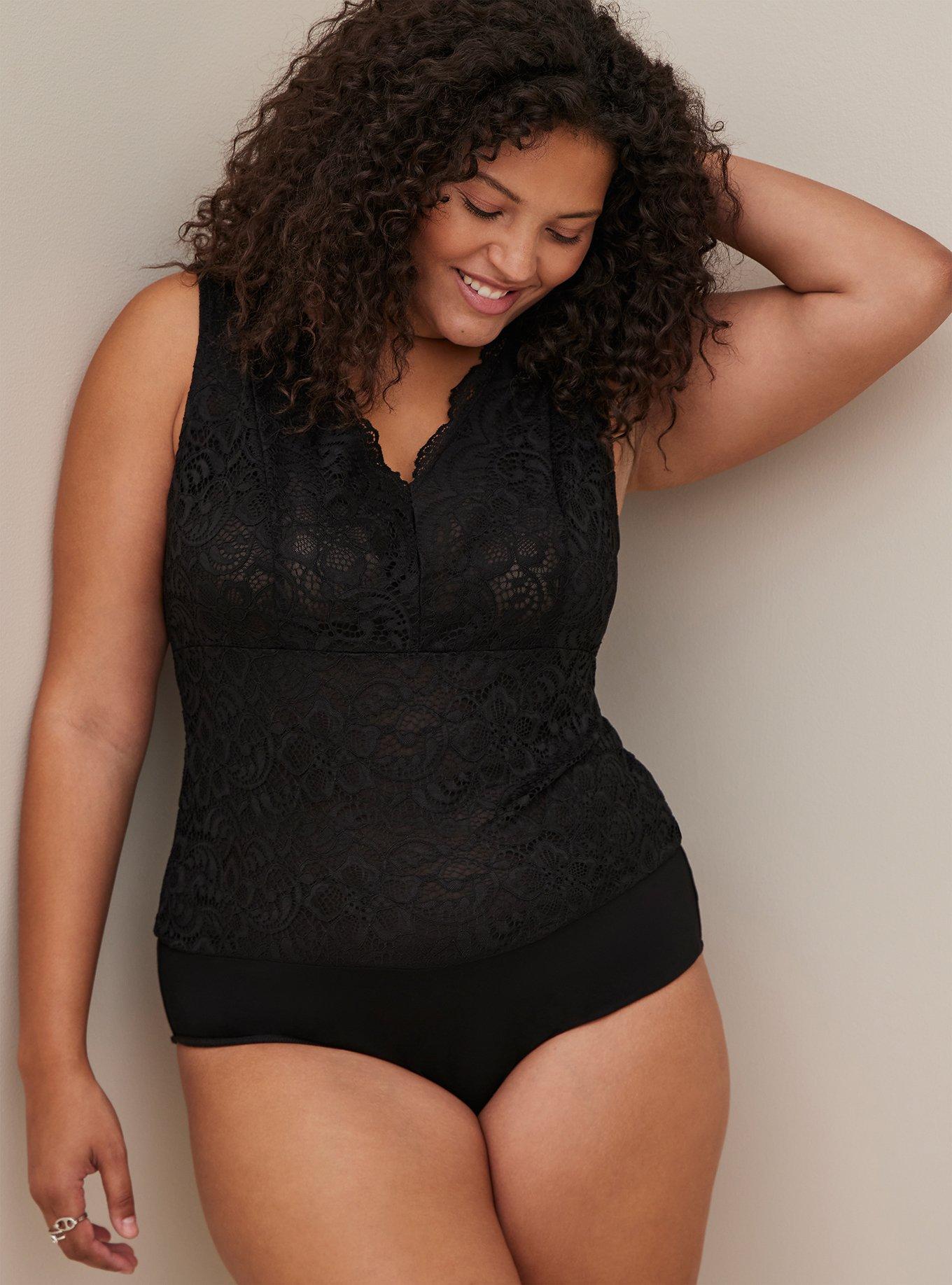 Plus Size - Black Lace Crew Tee - Torrid