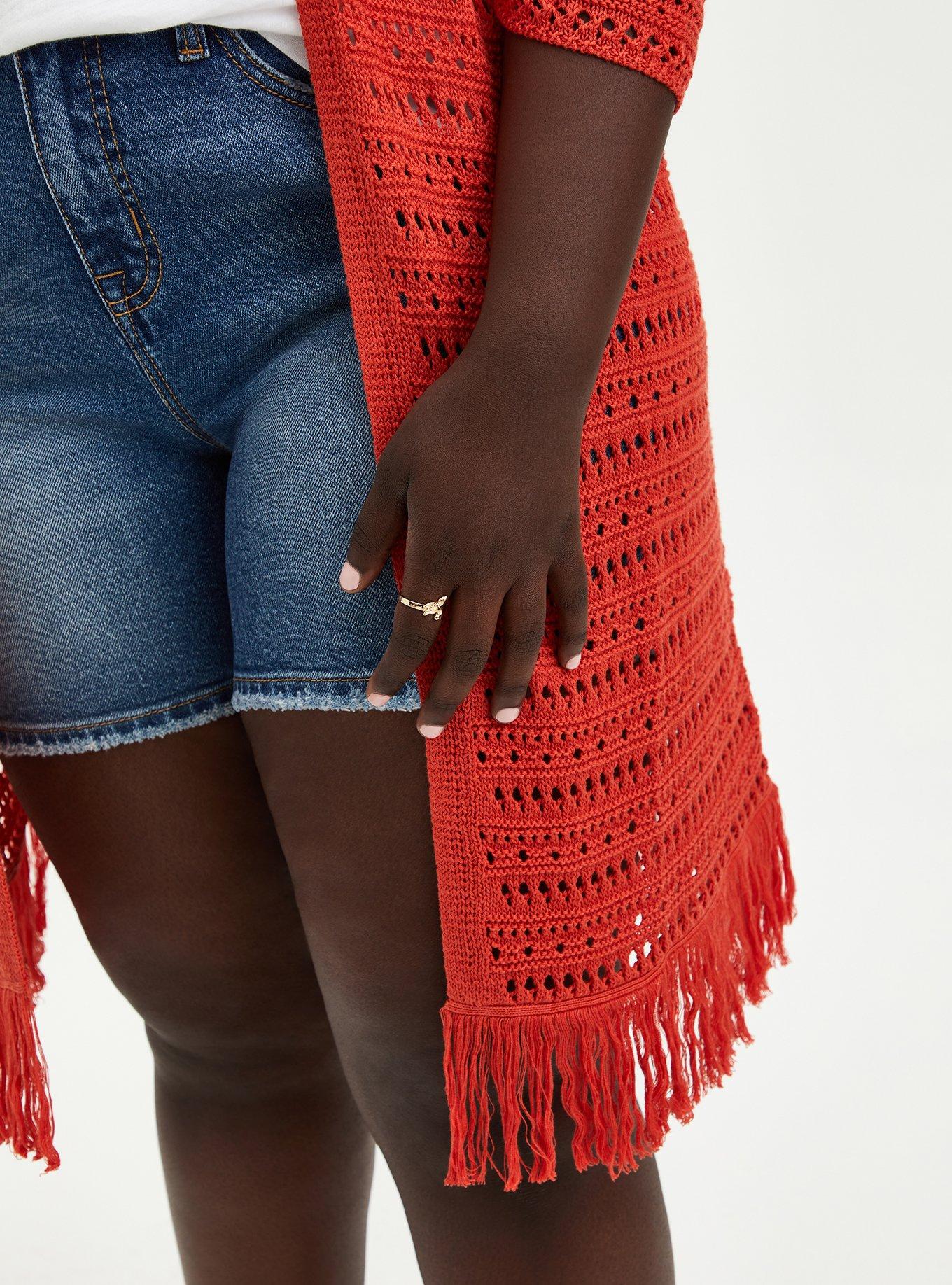 Drop Shoulder Kimono - Pointelle Orange, FIG, alternate