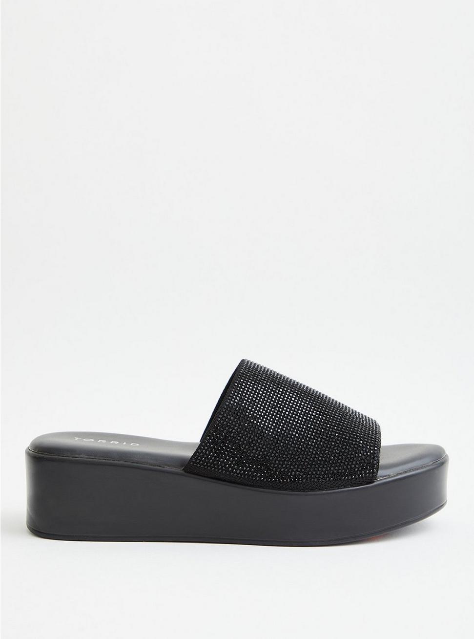 Plus Size - Black Rhinestone Flatform Sandal (WW) - Torrid