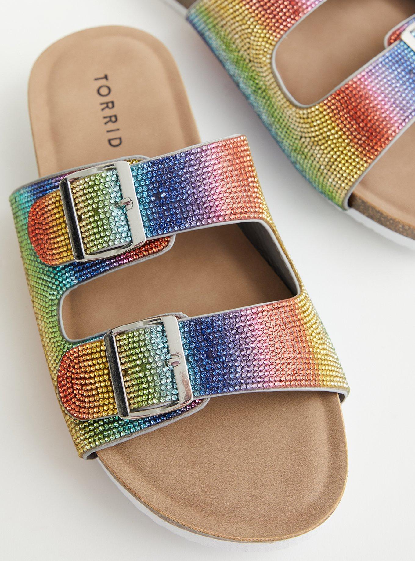 Plus Size - Celebrate Love Rainbow Embellished Slip-On Sandal (WW) - Torrid