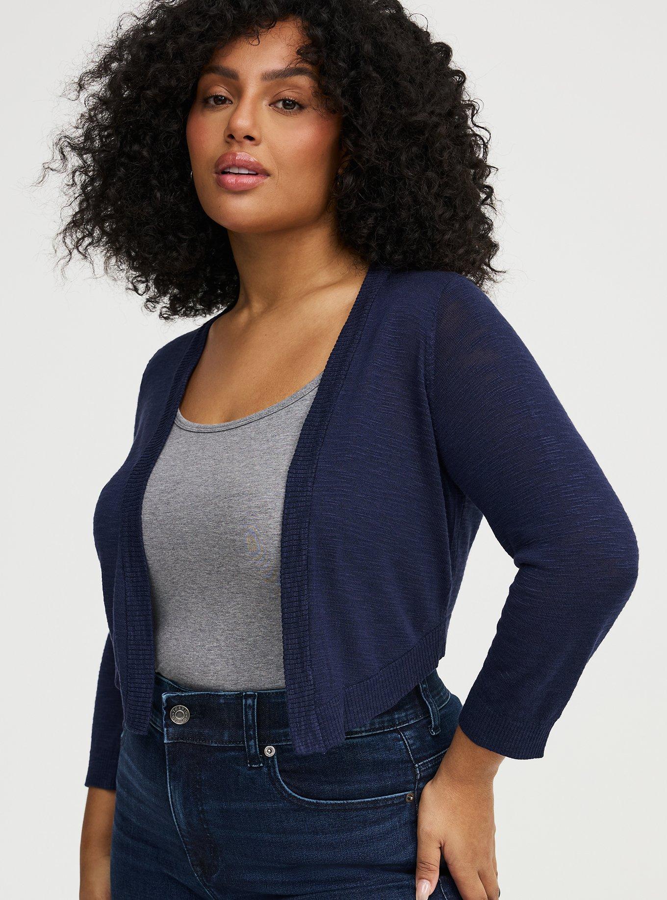 Open Front Shrug Cardigan, PEACOAT, alternate