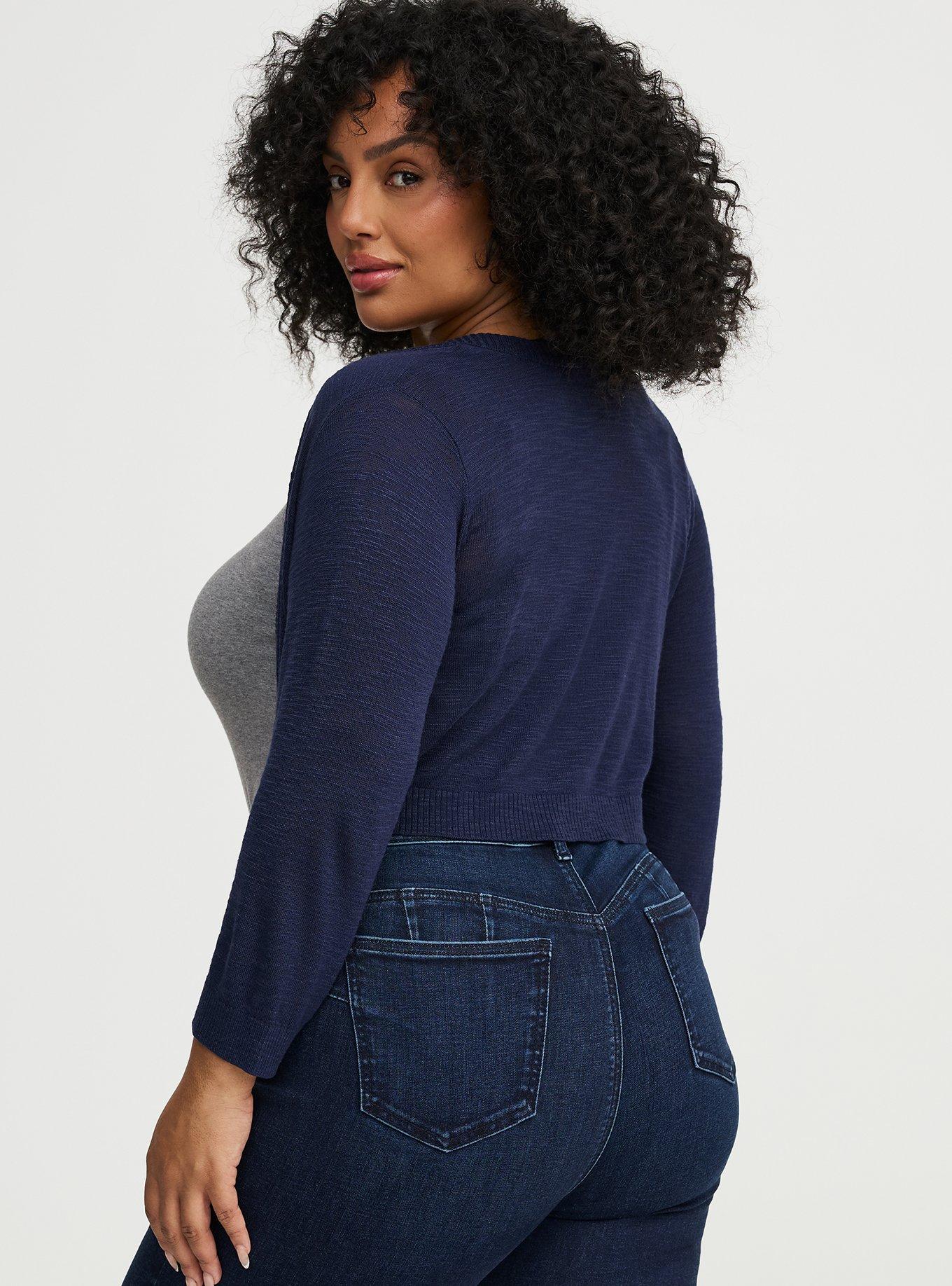 Open Front Shrug Cardigan, PEACOAT, alternate