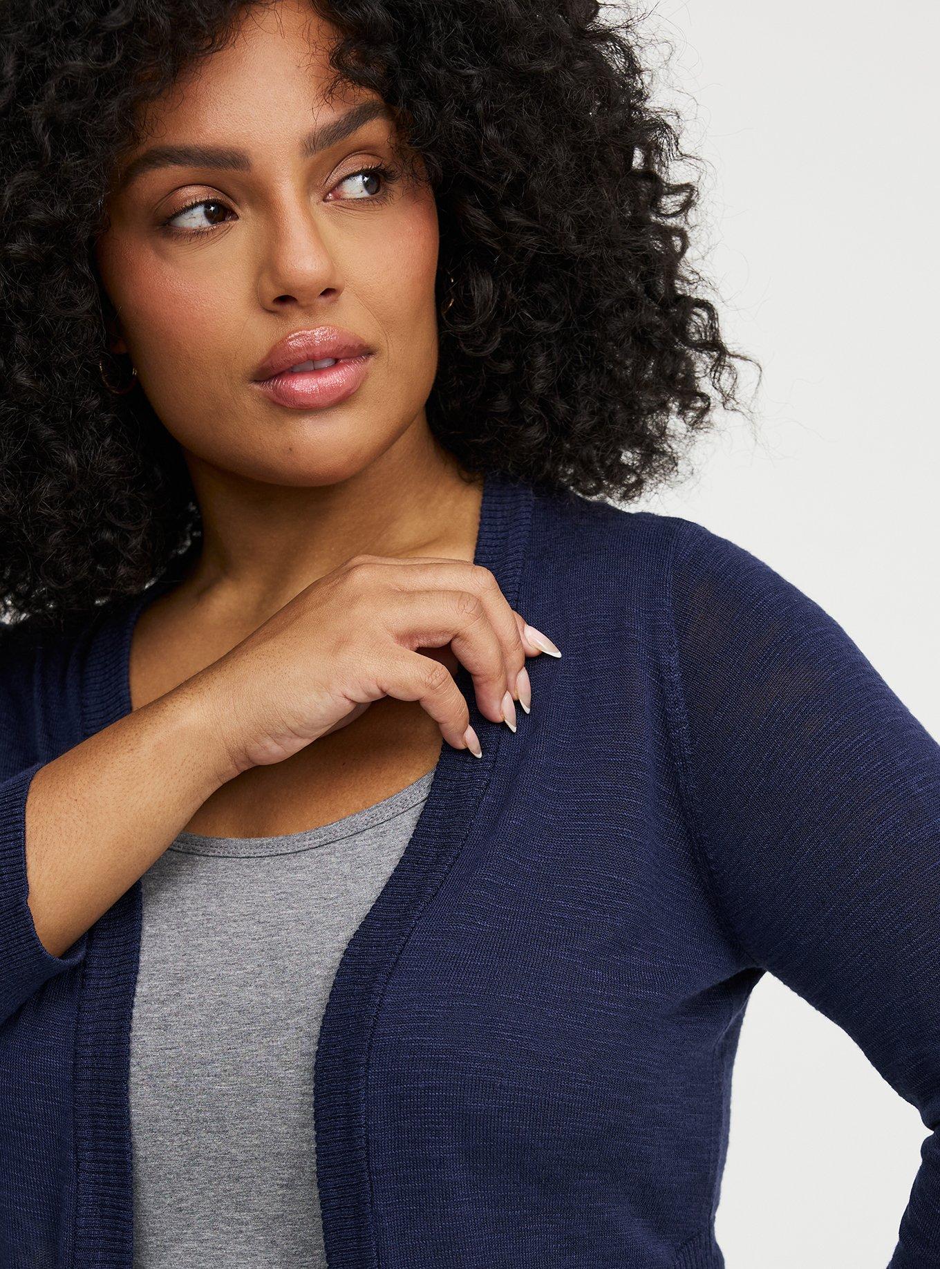 Open Front Shrug Cardigan, PEACOAT, alternate