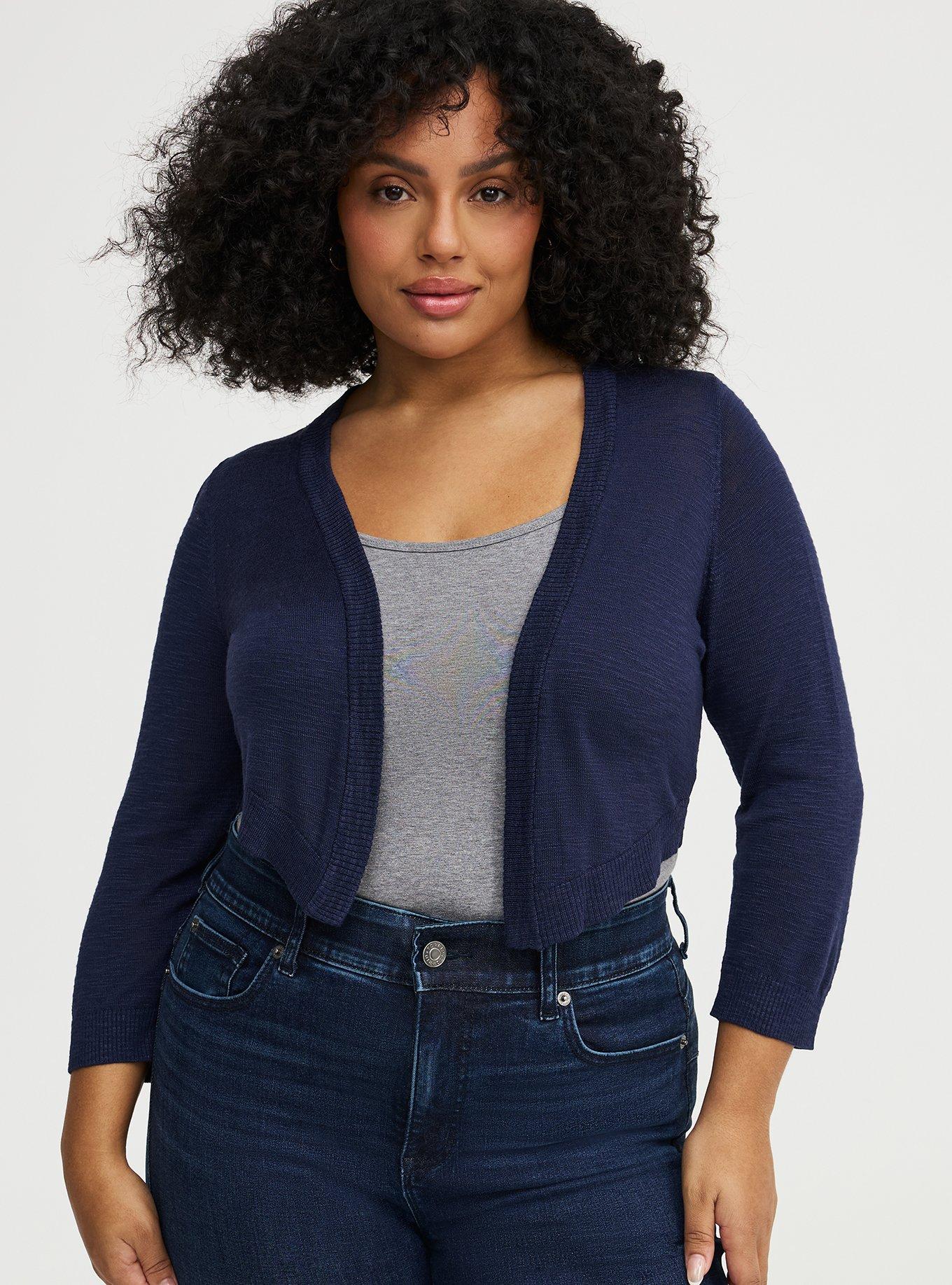 Open Front Shrug Cardigan, PEACOAT, hi-res