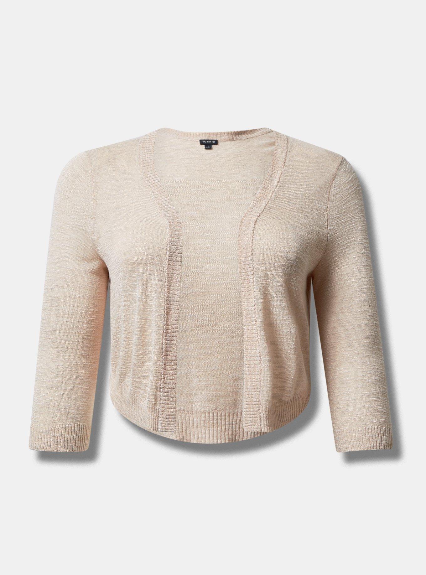 Plus Size - Slub Shrug 3/4 Sleeve Cropped Sweater - Torrid