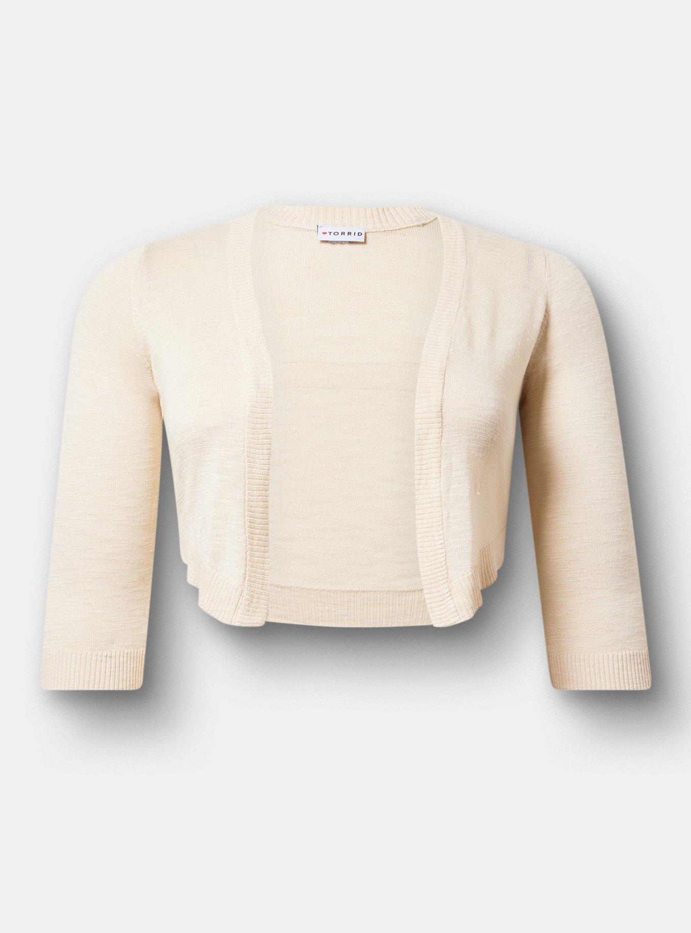 Open Front Shrug Cardigan, WHITE SWAN, hi-res