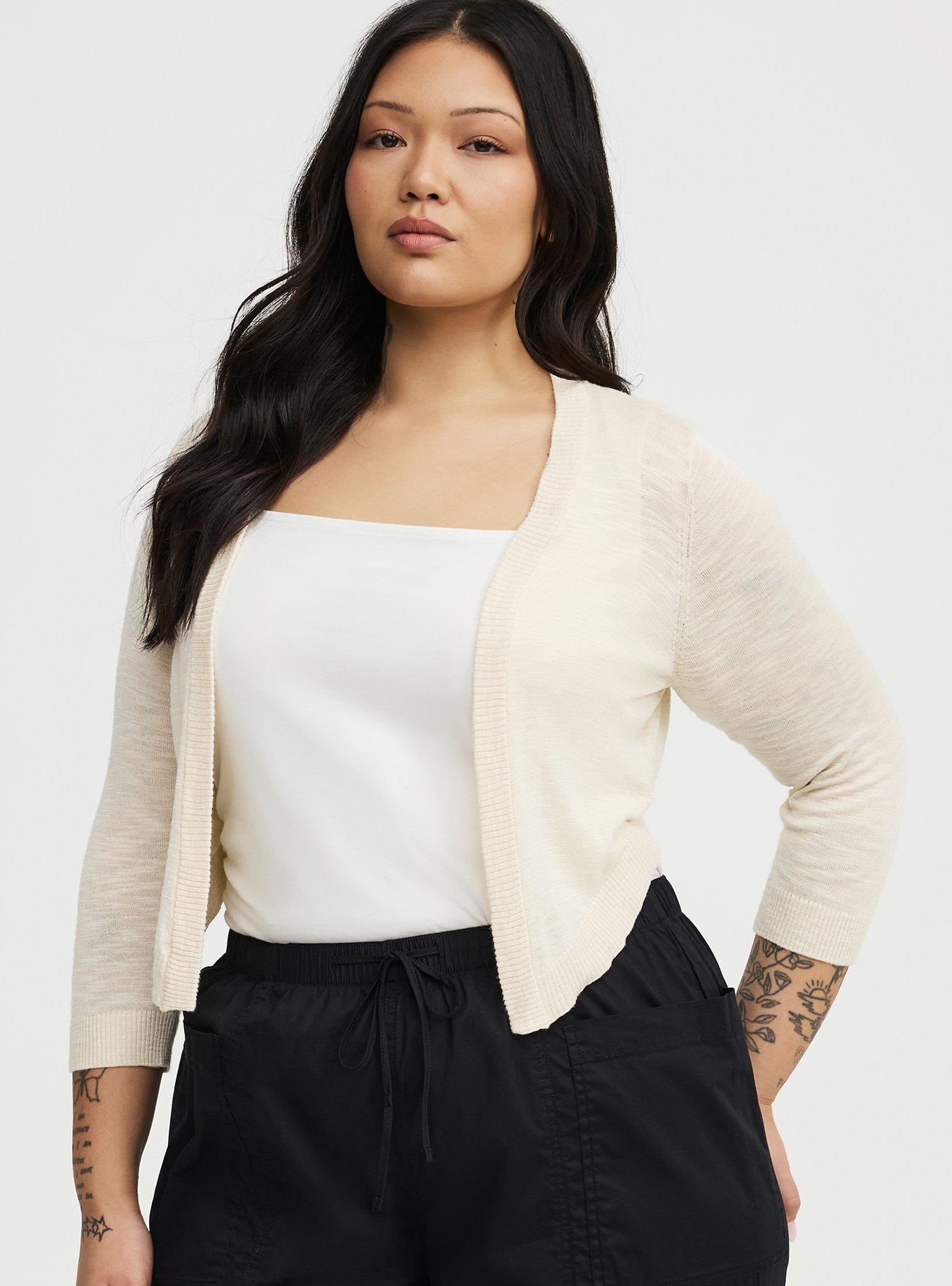 Open Front Shrug Cardigan, WHITE SWAN, hi-res