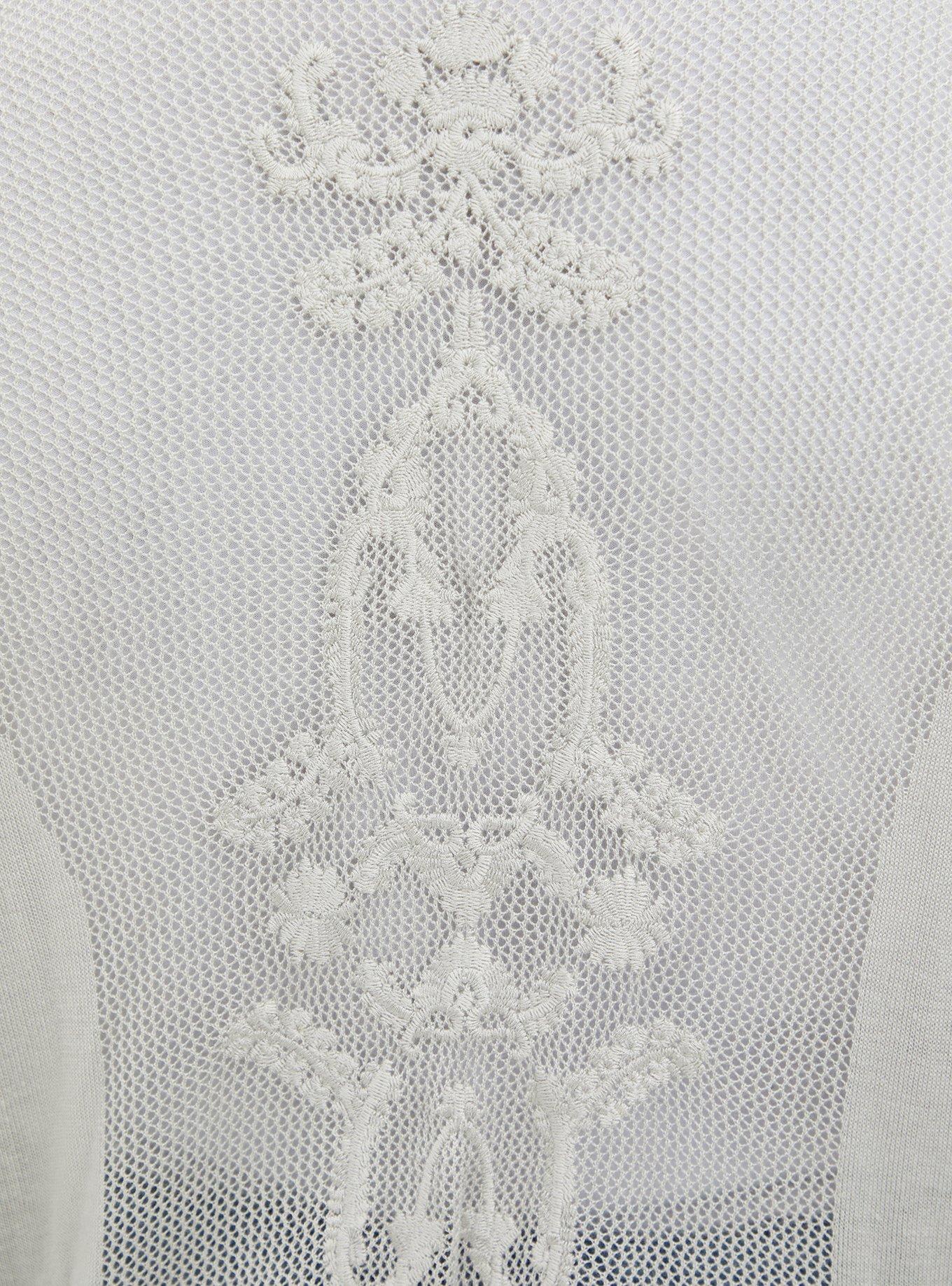 Plus Size Pointelle Cardigan Drape Front Sweater, LIGHT HAETHER GREY, alternate