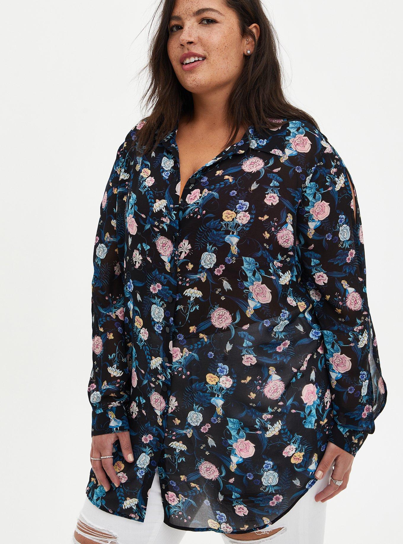 Plus Size - Disney Alice In Wonderland Button Down Tunic - Torrid