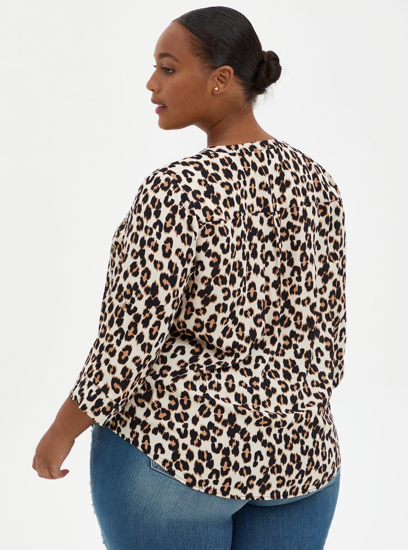 Plus Size - Harper Georgette Zip-Front 3/4 Sleeve Blouse - Torrid