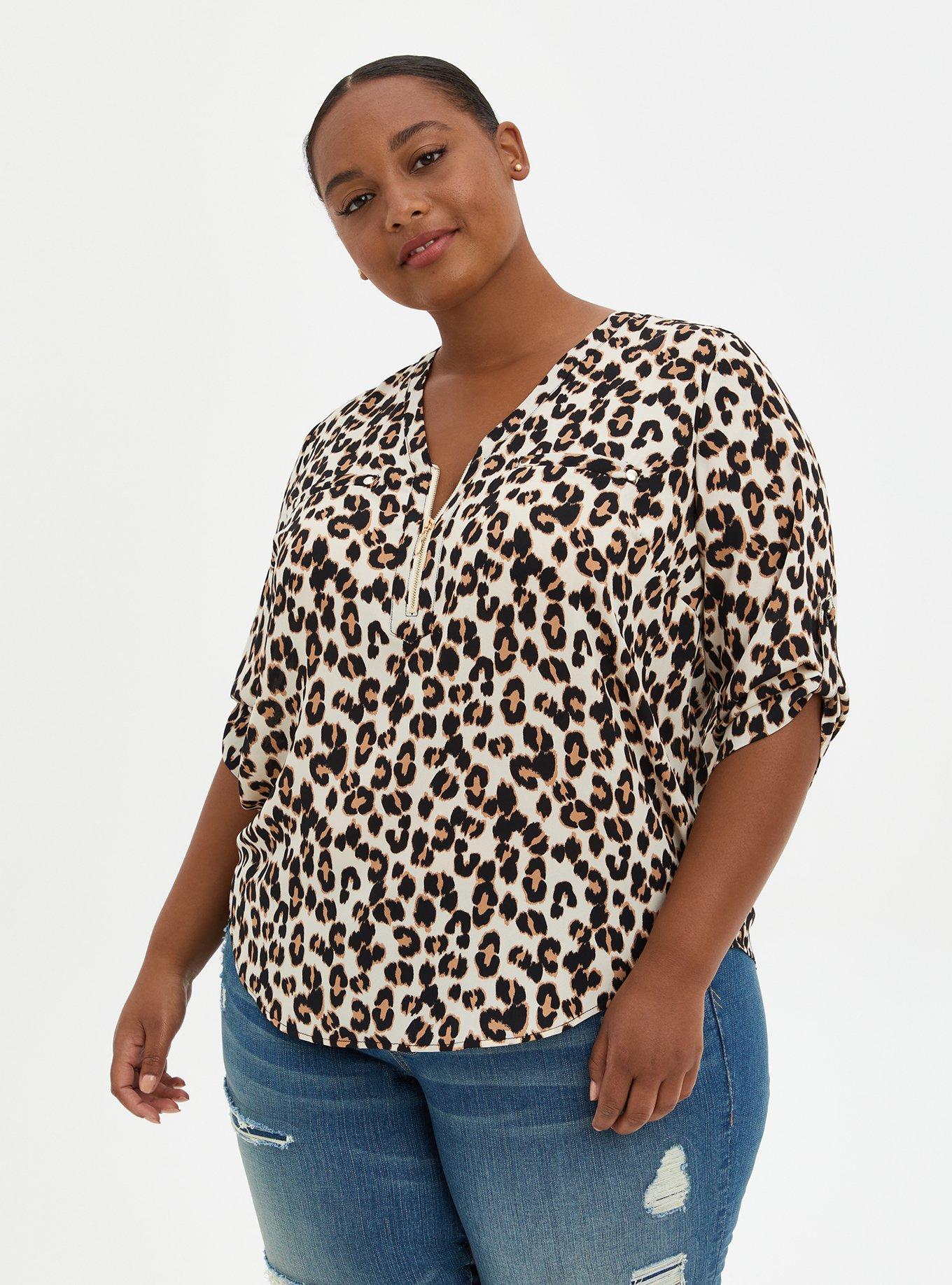 Plus Size Harper Georgette Zip Front 3 4 Sleeve Blouse Torrid