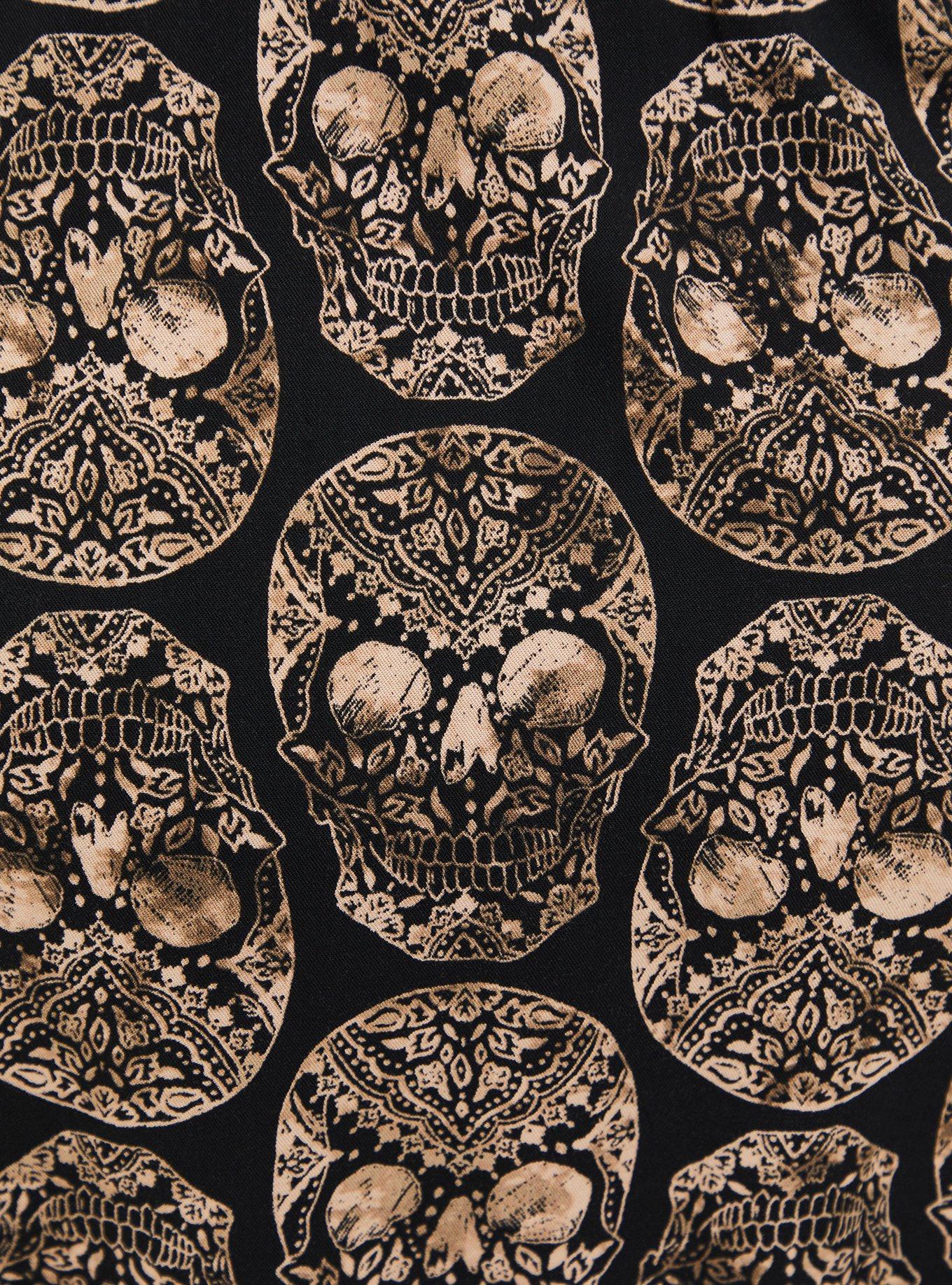 Plus Size Babydoll Stretch Challis Lace-Up Tunic Top, MULTI, alternate