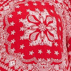 Rayon Crepe Smocked Cold Shoulder Top, BANDANA PAISLEY, swatch