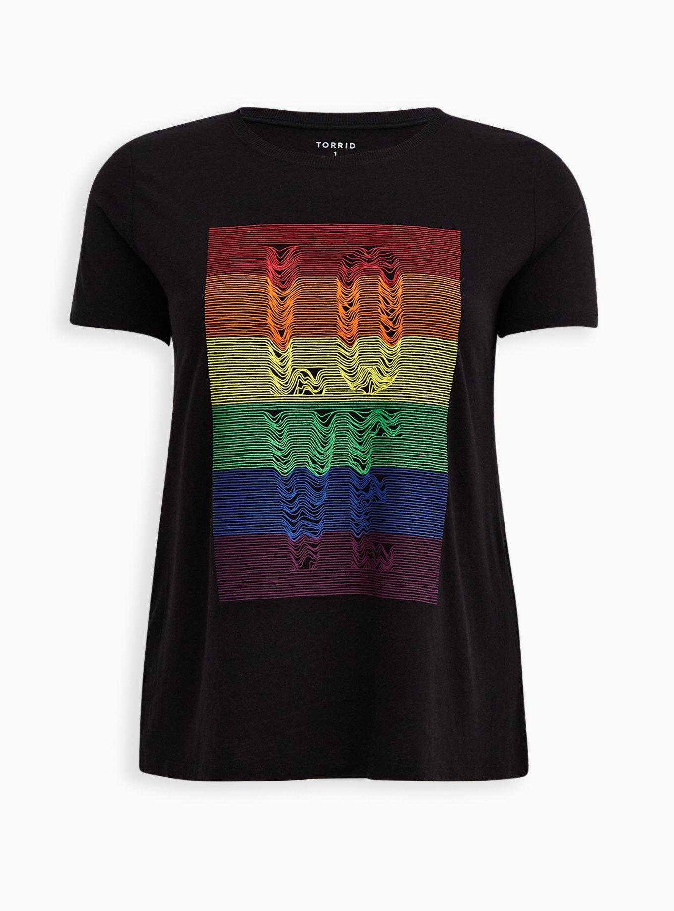 Plus Size - Celebrate Love Vintage Tee - Triblend Jersey Love Rainbow Black  - Torrid