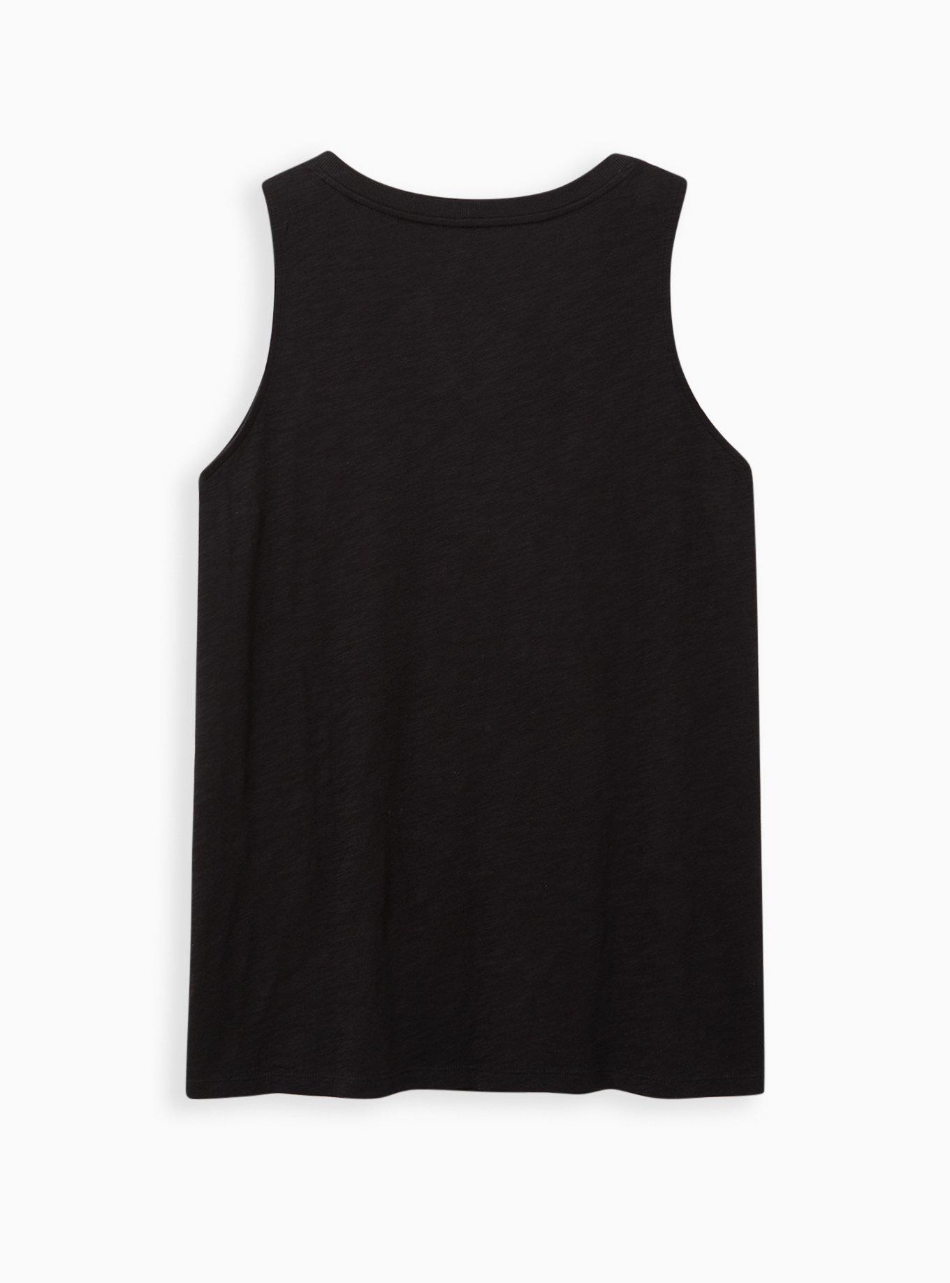 Plus Size Luna Tarot Black Split Neck Classic Tank, DEEP BLACK, alternate