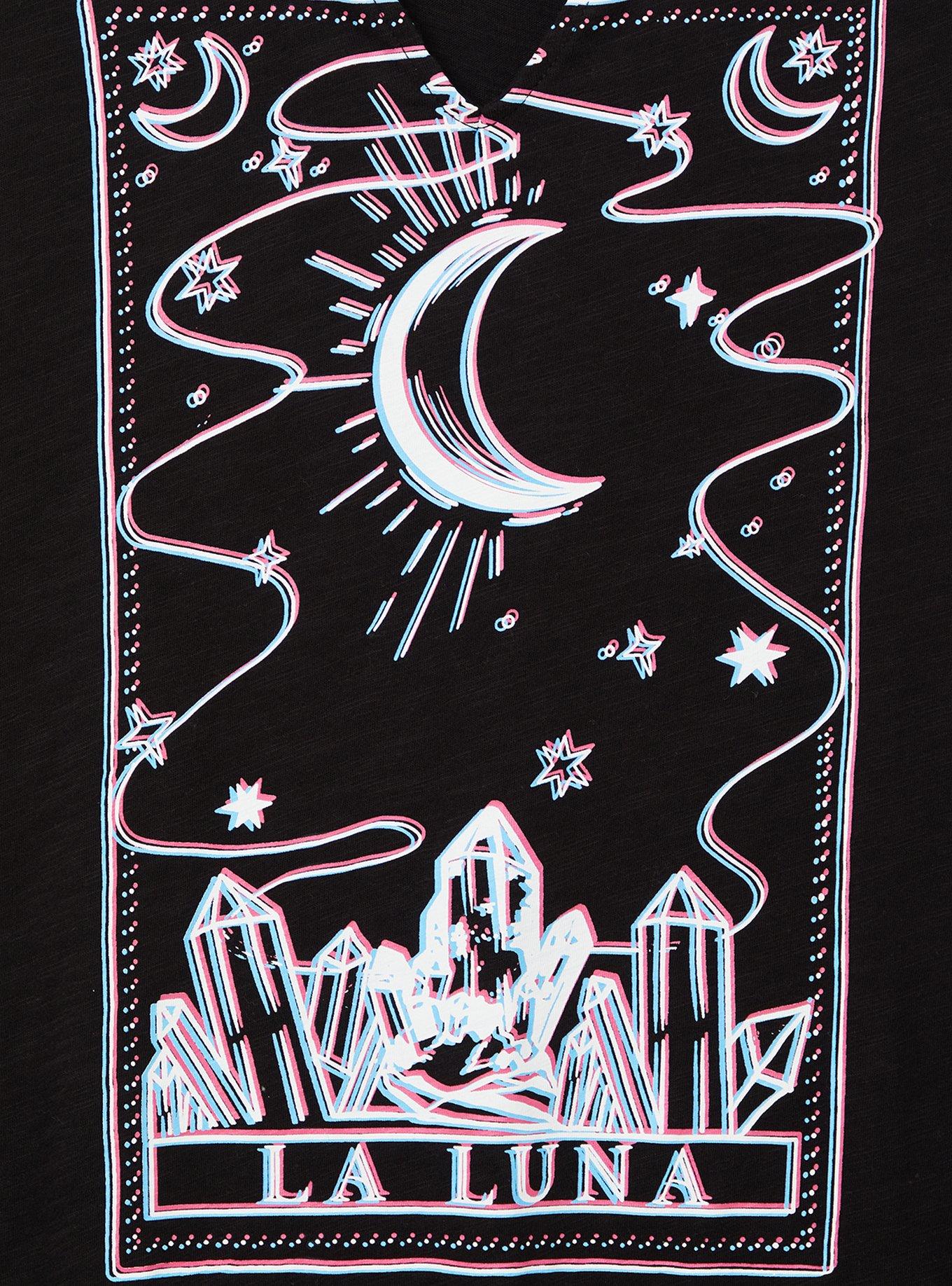 Plus Size Luna Tarot Black Split Neck Classic Tank, DEEP BLACK, alternate