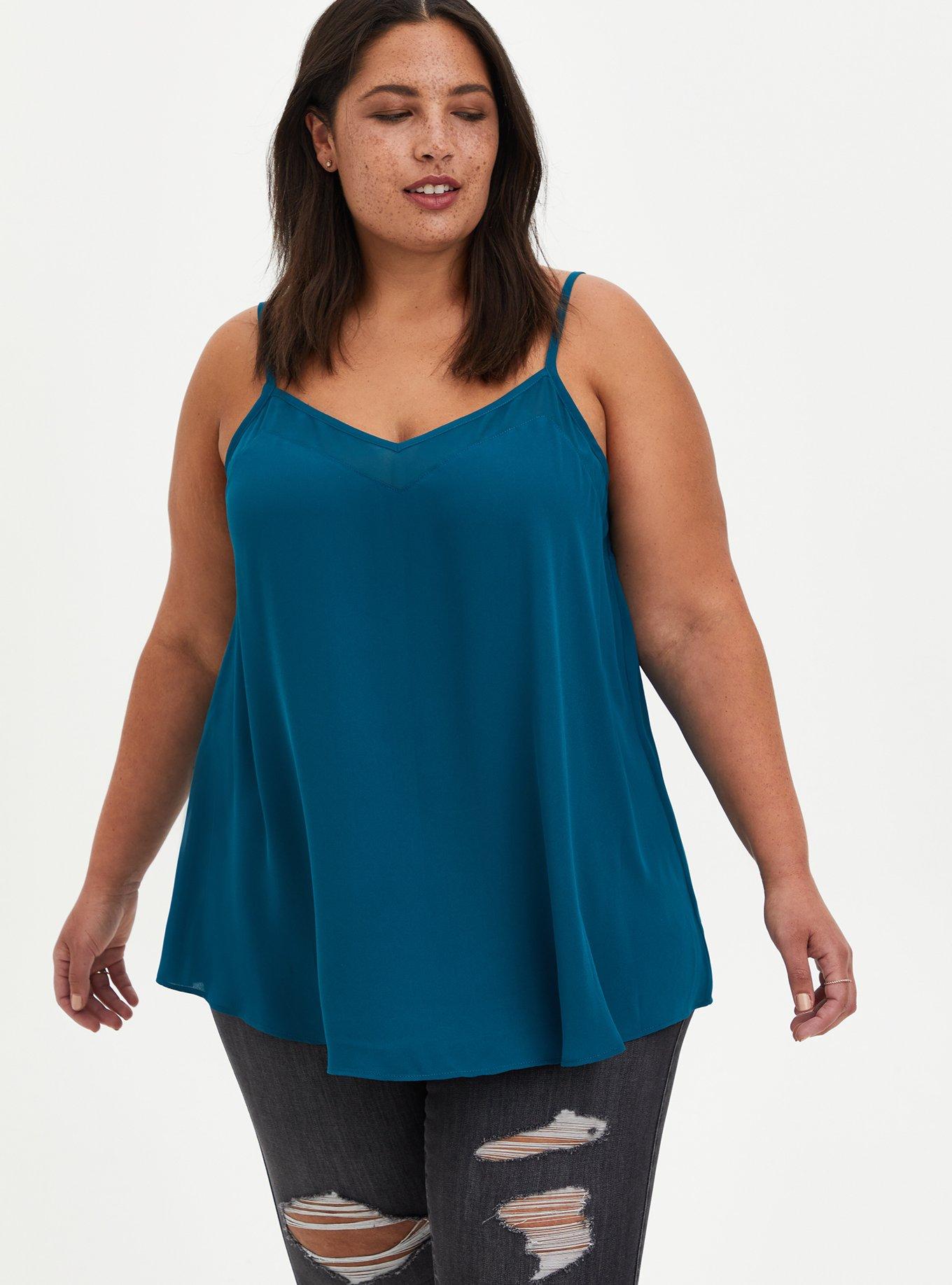 Sophie Georgette Chiffon Inset Swing Cami, BLUE, hi-res