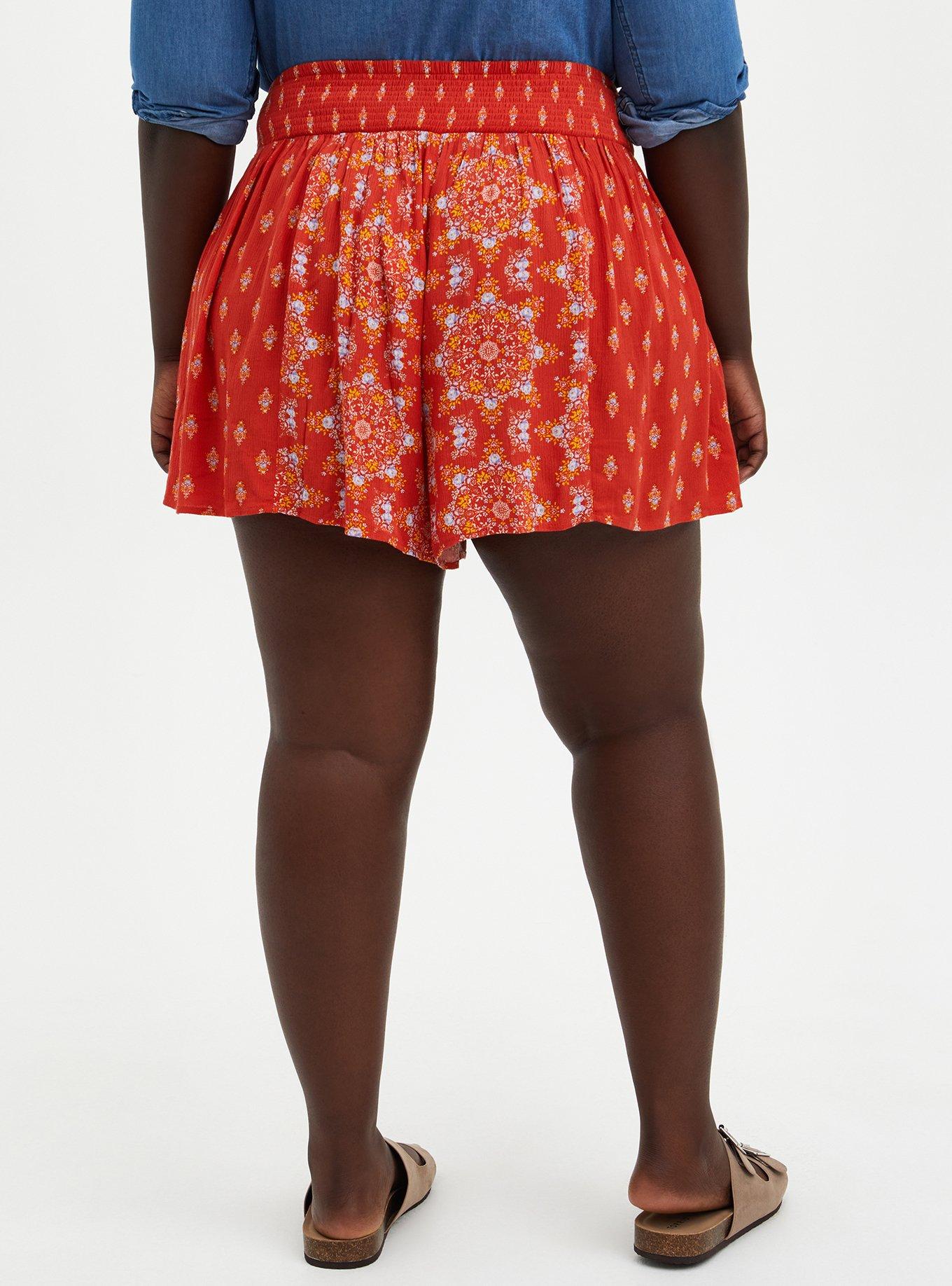 5 Inch Gauze High-Rise Smocked Waist Short, OTHER PRINTS, alternate