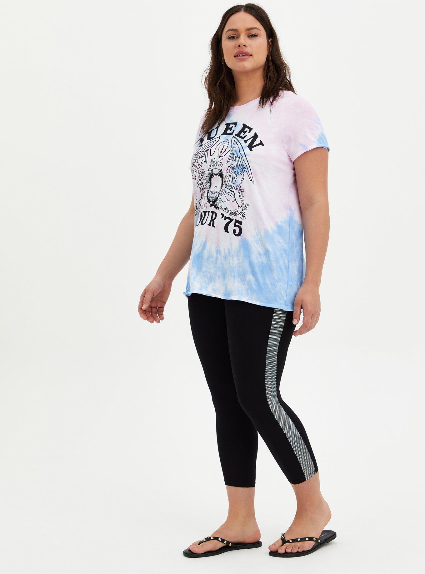 Plus Size Crop Premium Legging Dotted Side Stripe - Black, BLACK, alternate