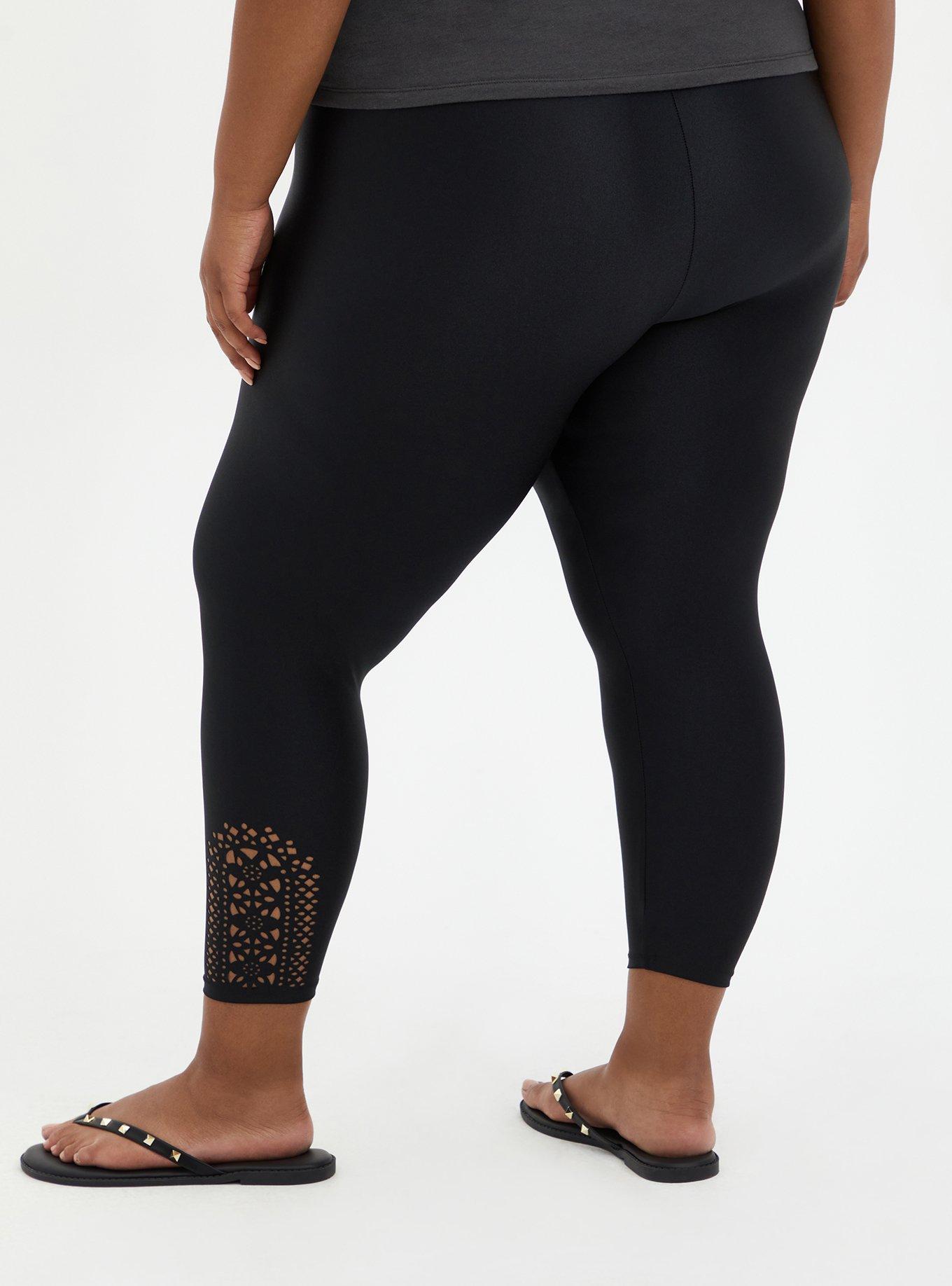 Plus Size Crop Legging Cutout Side Detail - Liquid Black, BLACK, alternate