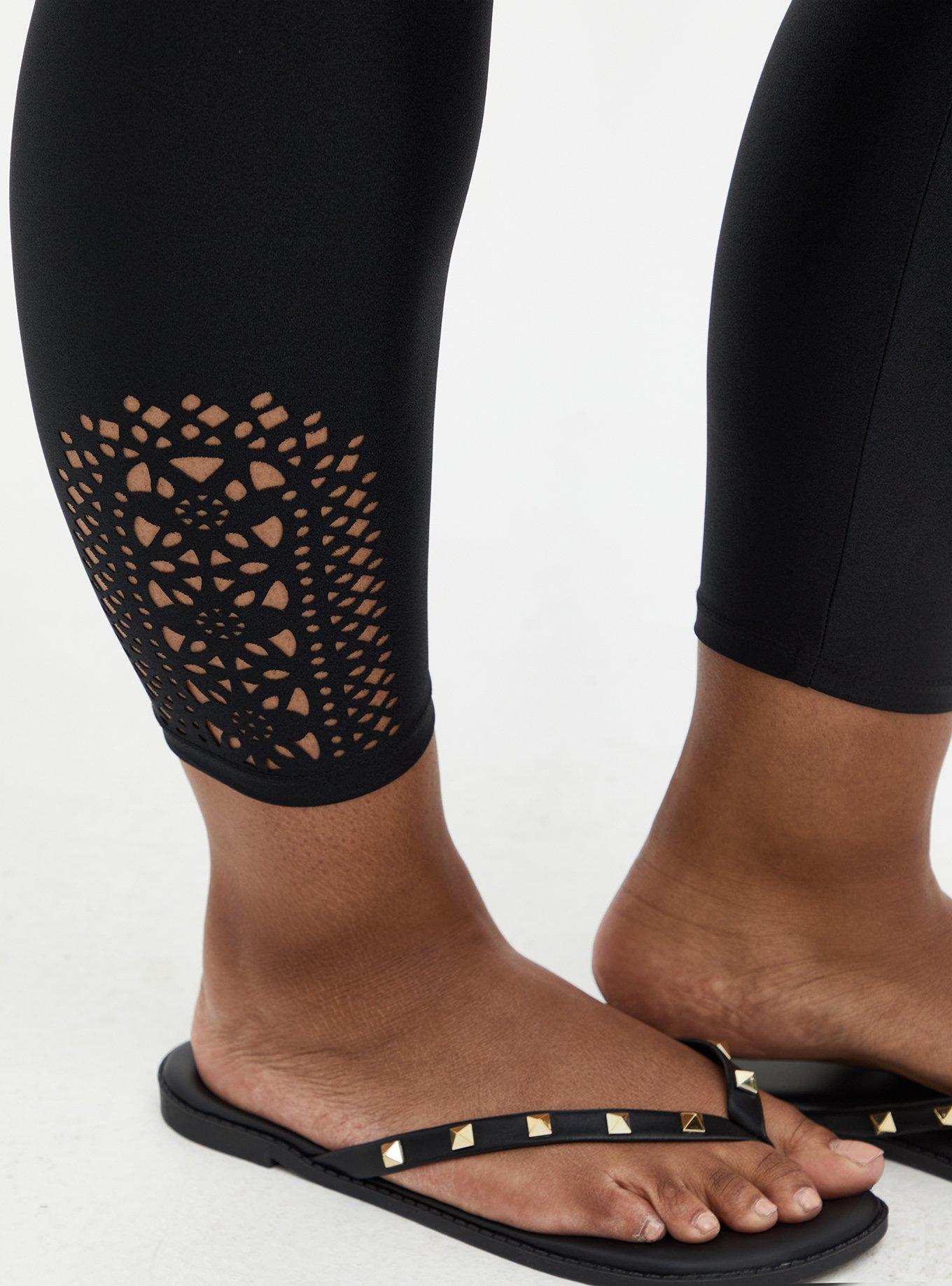 Plus Size Crop Legging Cutout Side Detail - Liquid Black, BLACK, alternate