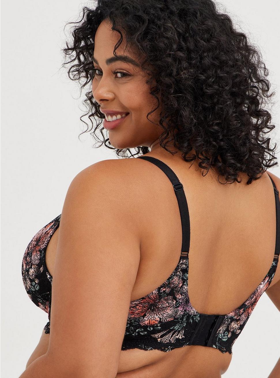 Plus Size Push Up Plunge Strappy Bra - Lace Floral, HIBISCUS FLORAL, alternate