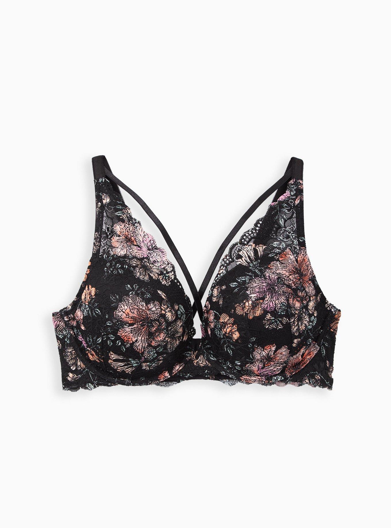 Plus Size - Push Up Plunge Strappy Bra - Lace Floral - Torrid