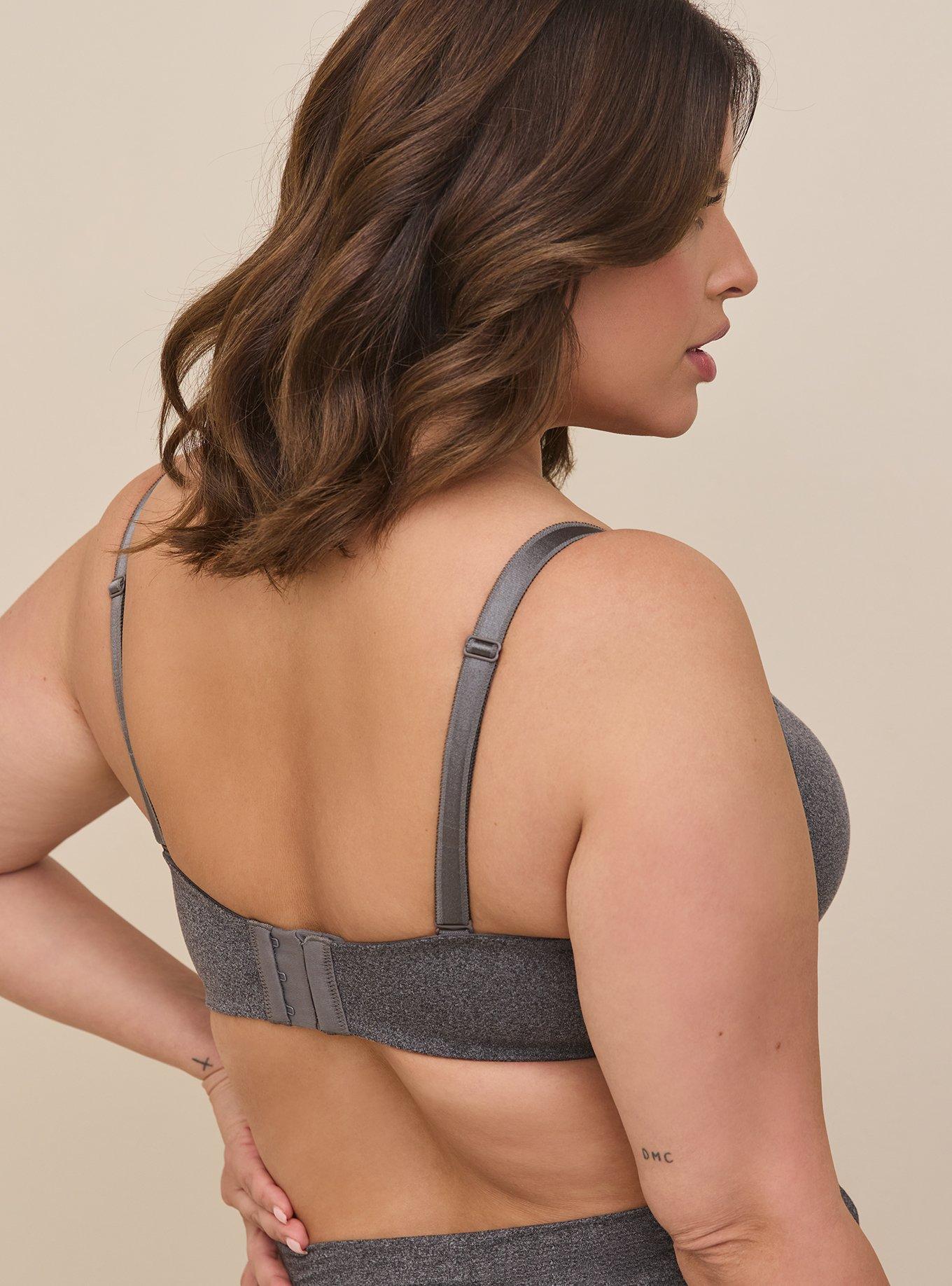 Plus Size XO Plunge Push-Up Bra, CHARCOAL HEATHER, alternate