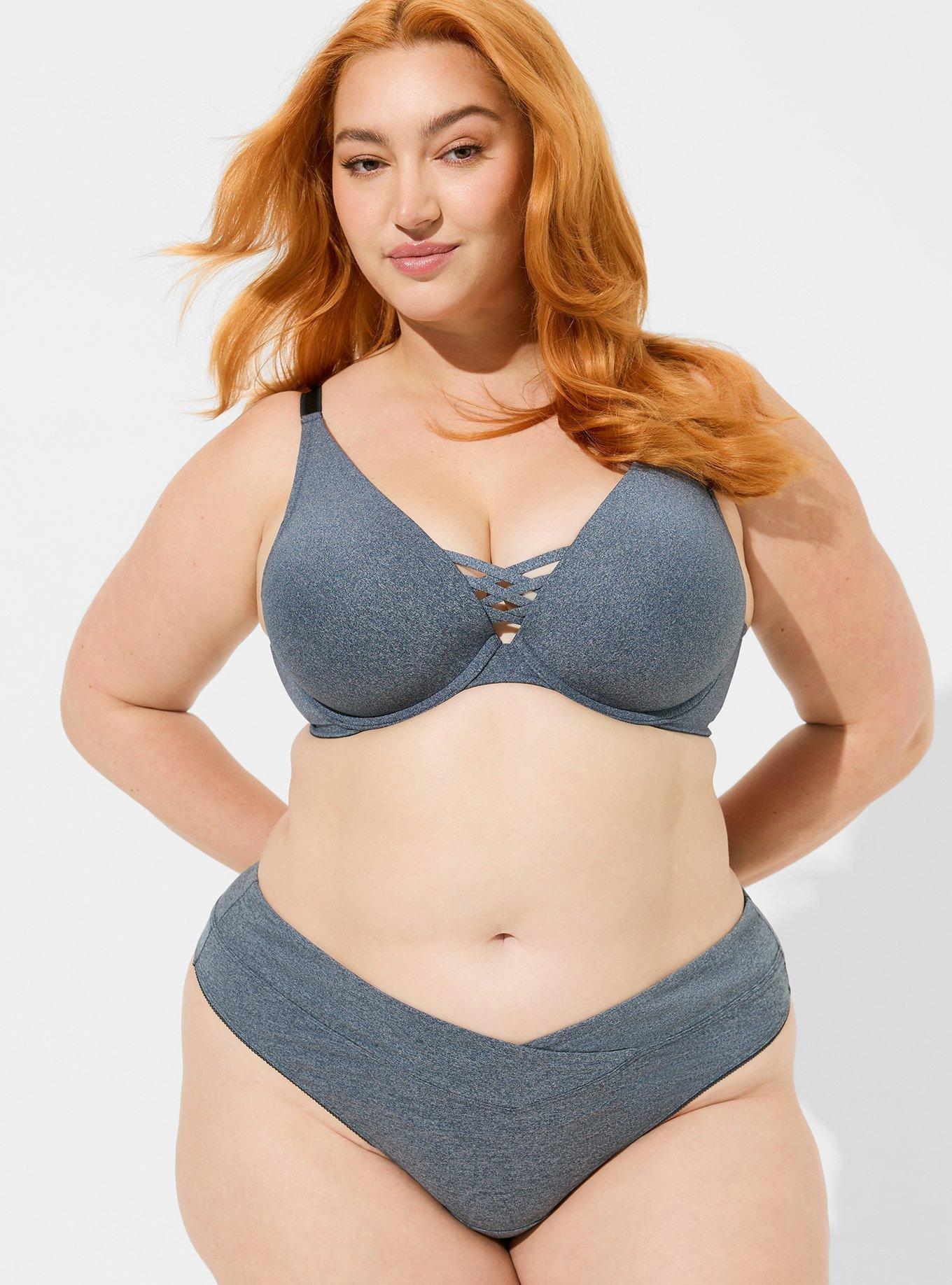 Plus Size XO Plunge Push-Up Bra, MIDNIGHT NAVY HEATHER, alternate