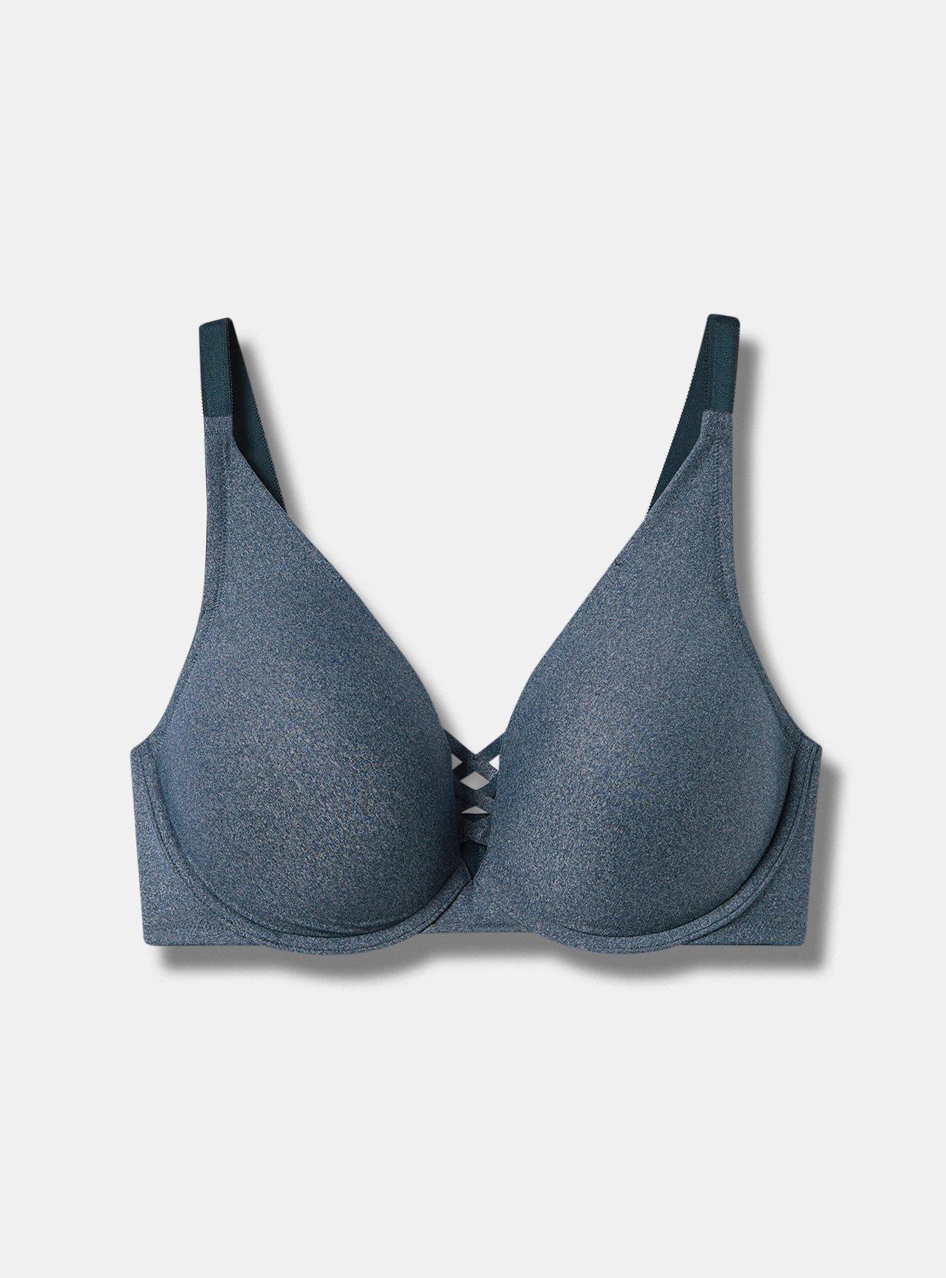 Plus Size XO Plunge Push-Up Bra, MIDNIGHT NAVY HEATHER, hi-res
