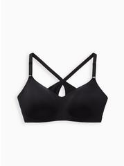 Wire-Free Lightly Lined Smooth Racerback Bra, RICH BLACK, hi-res