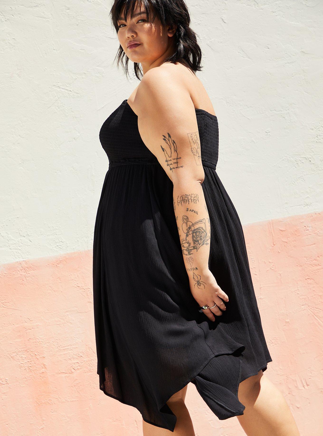 Plus Size Midi Gauze Strapless Dress Torrid