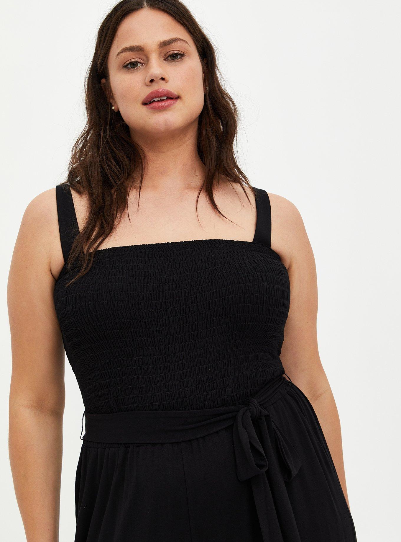 Plus Size Black Super Soft Smocked Jumpsuit Torrid
