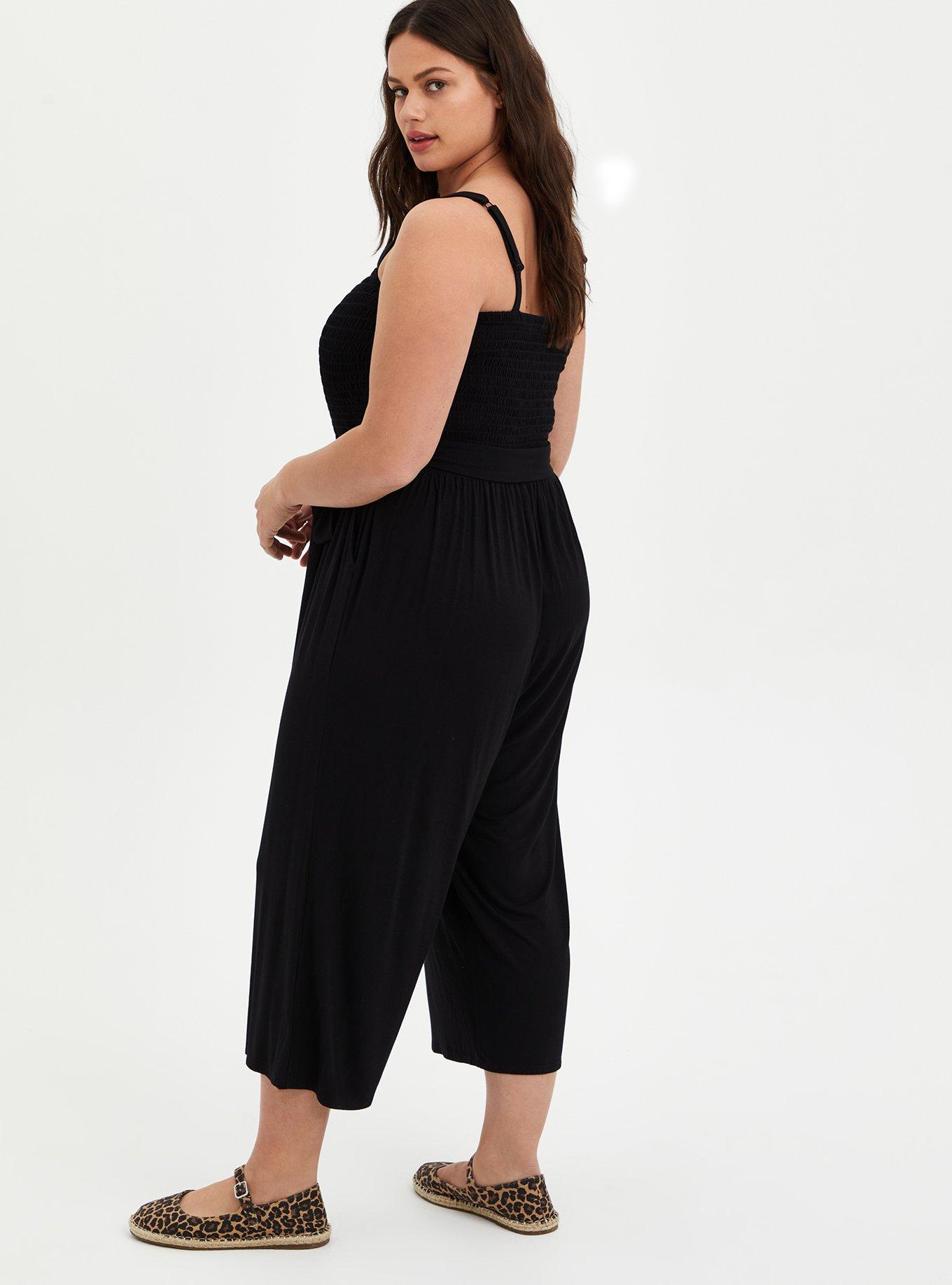 Plus Size Black Super Soft Smocked Jumpsuit Torrid