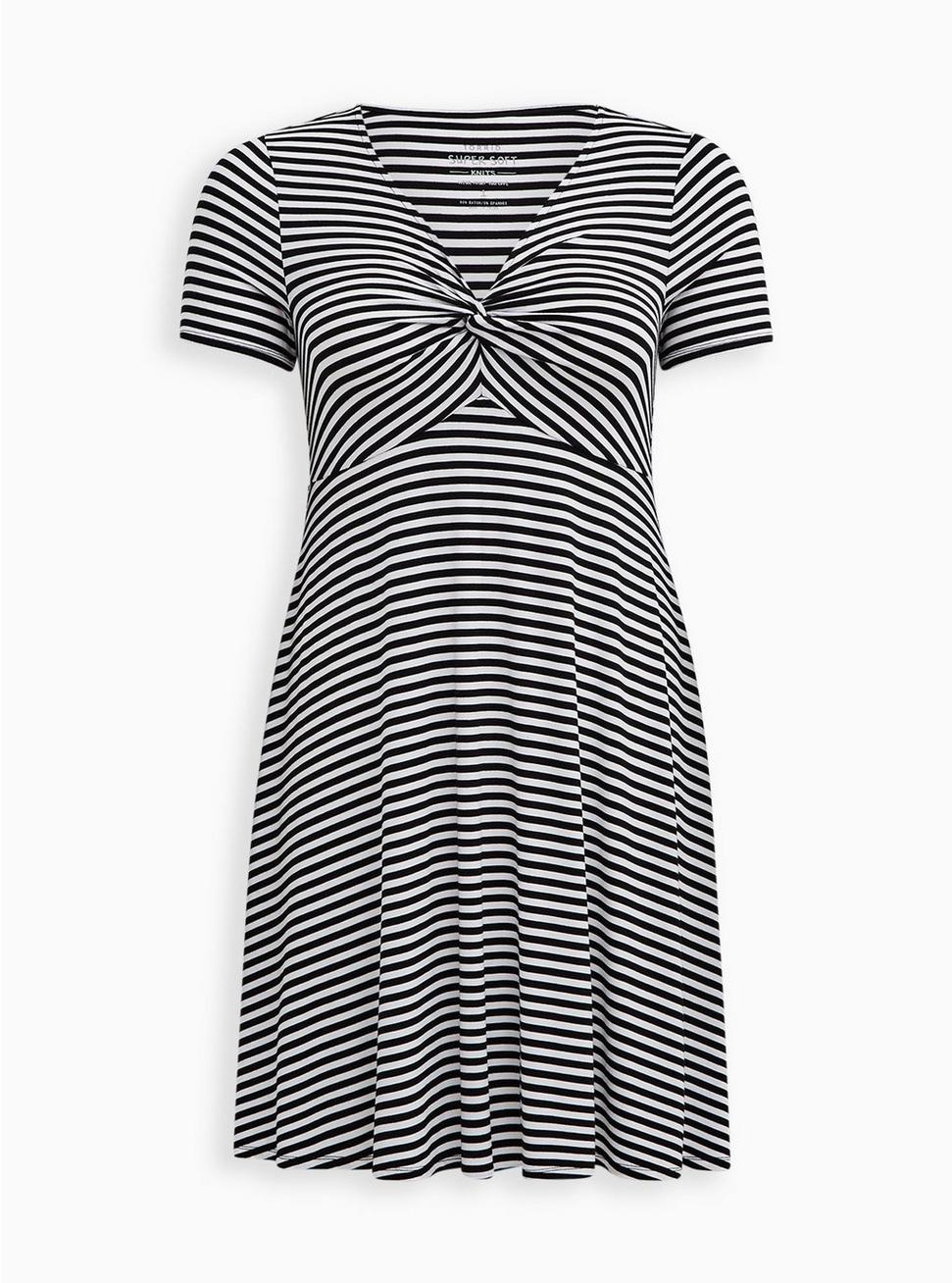 Mini Super Soft Babydoll Dress, BLACK WHITE STRIPE, hi-res