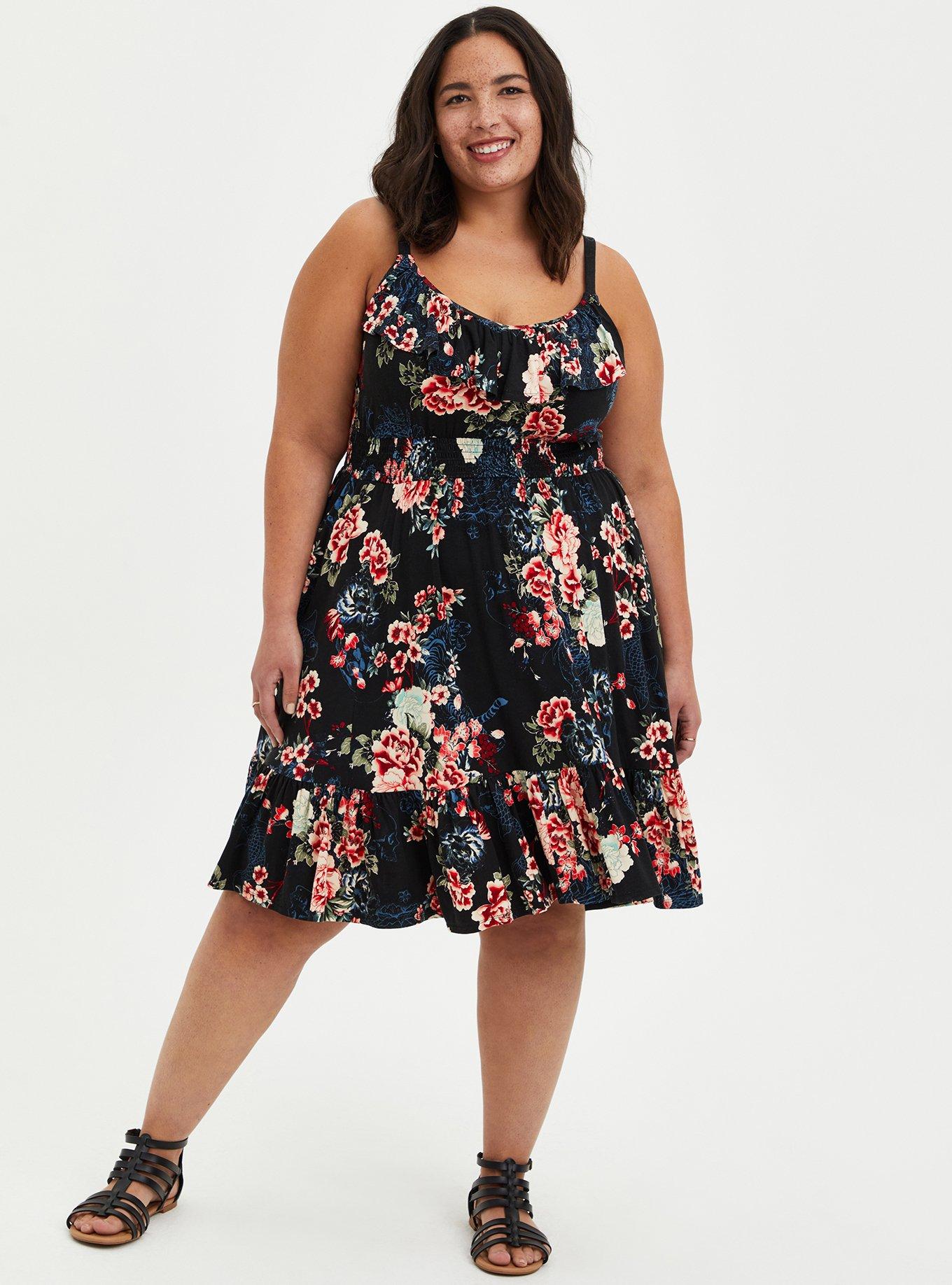 Torrid black store floral dress