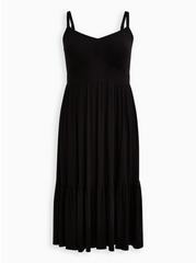 Plus Size Midi Super Soft Tiered Dress, DEEP BLACK, hi-res