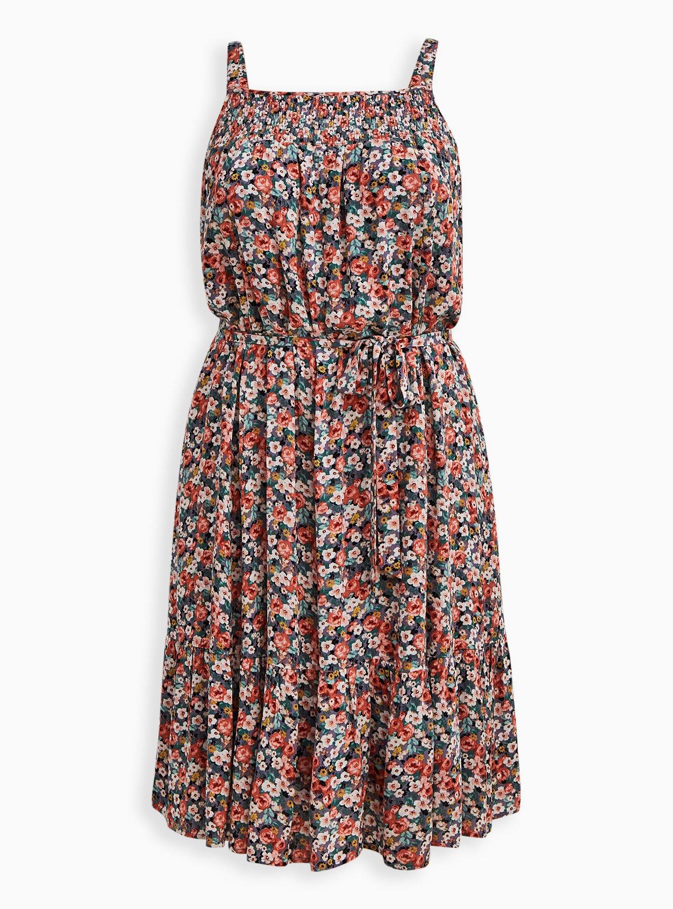 Gauze Tropical Print Trapeze Dress