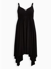 Midi Challis Handkerchief Dress, BLACK, hi-res