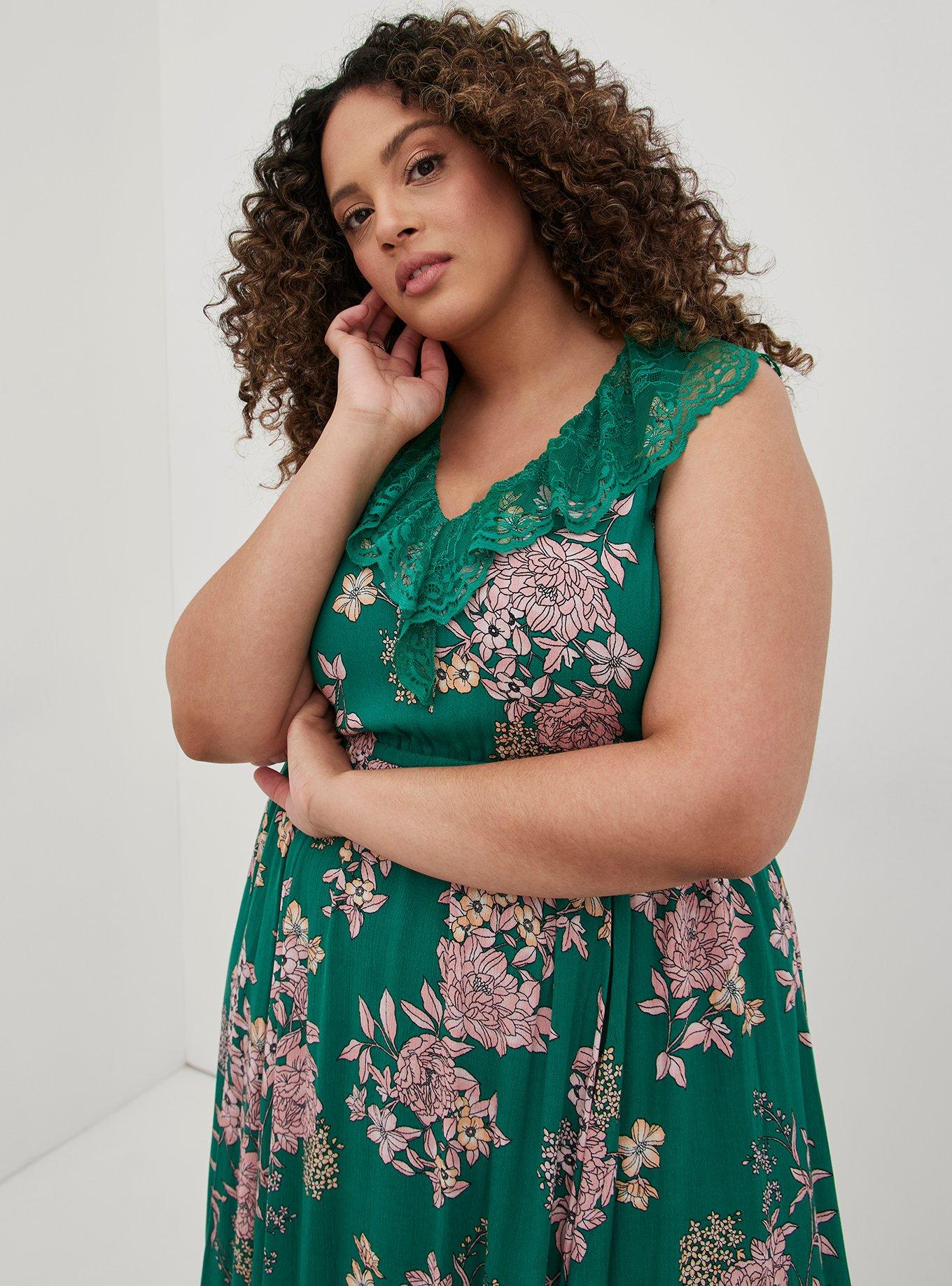 Torrid green hot sale floral dress