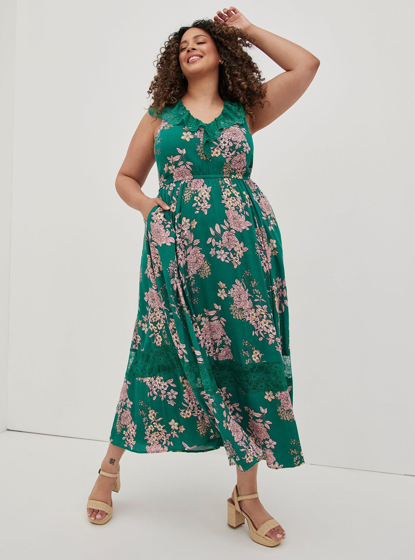 Torrid green shop floral dress