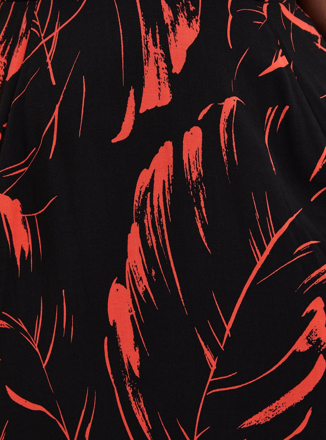 Halter Skater Mini Dress - Challis Black Leaf, LEAVES BLACK, alternate