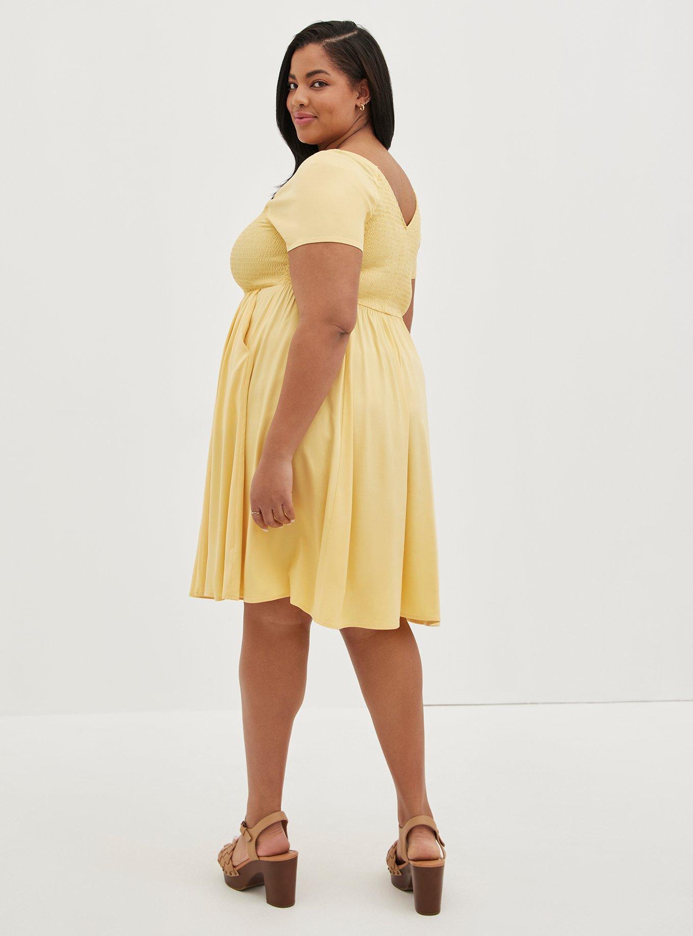 Plus Size Mini Challis Smocked Skater Dress, SUNDRESS, alternate