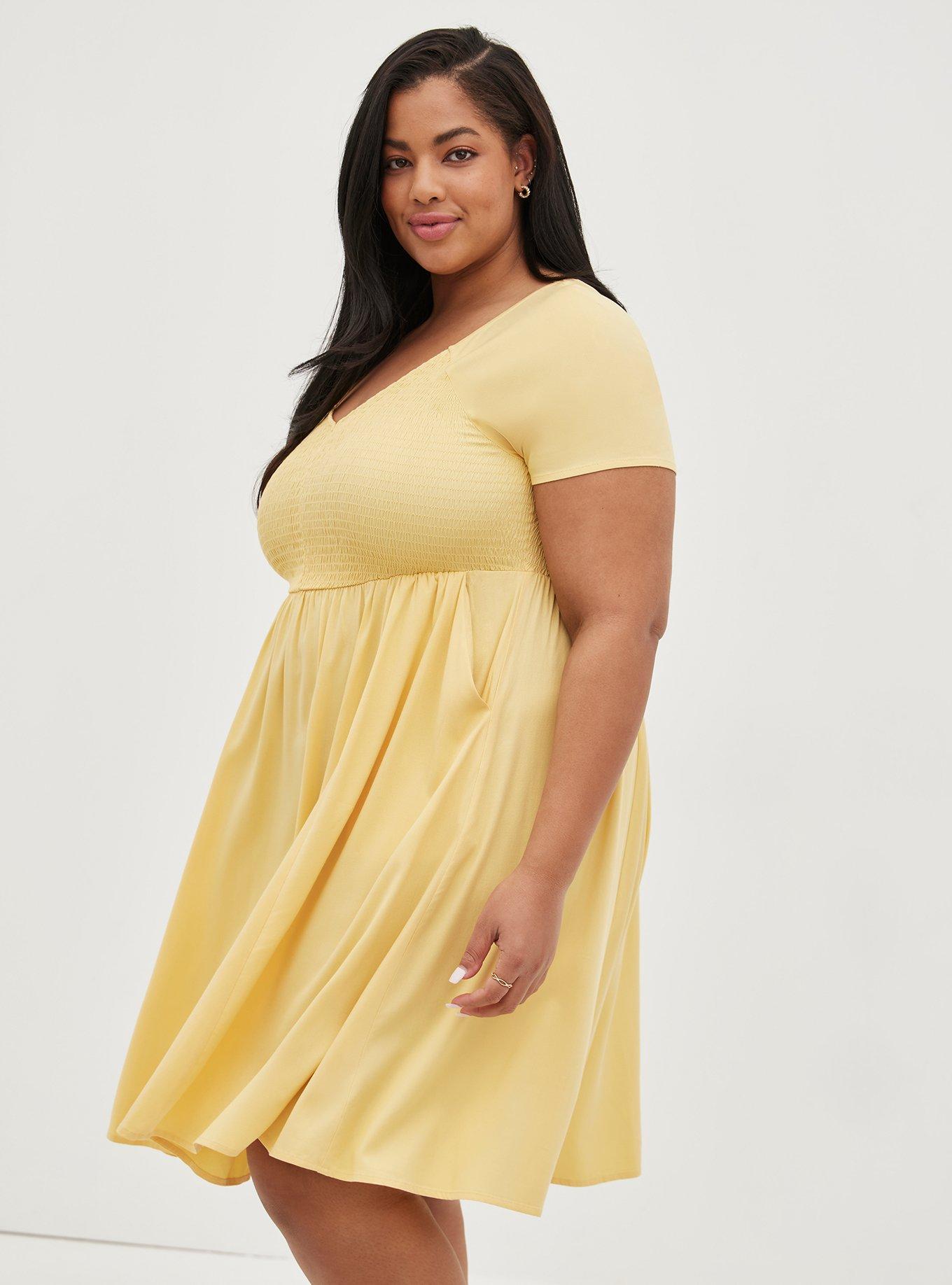 Plus Size - Mini Challis Smocked Skater Dress - Torrid