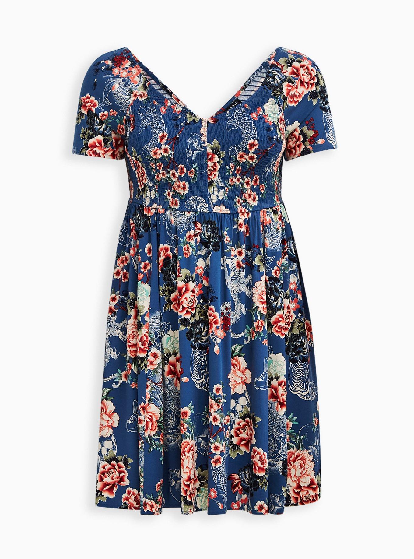 Mini Challis Smocked Skater Dress