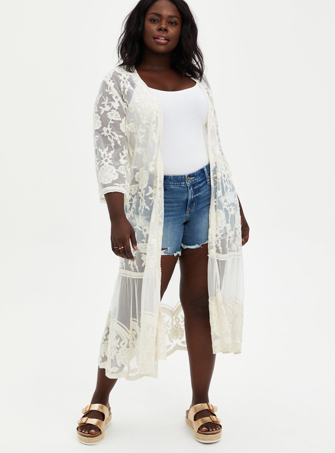 White lace hot sale duster cardigan