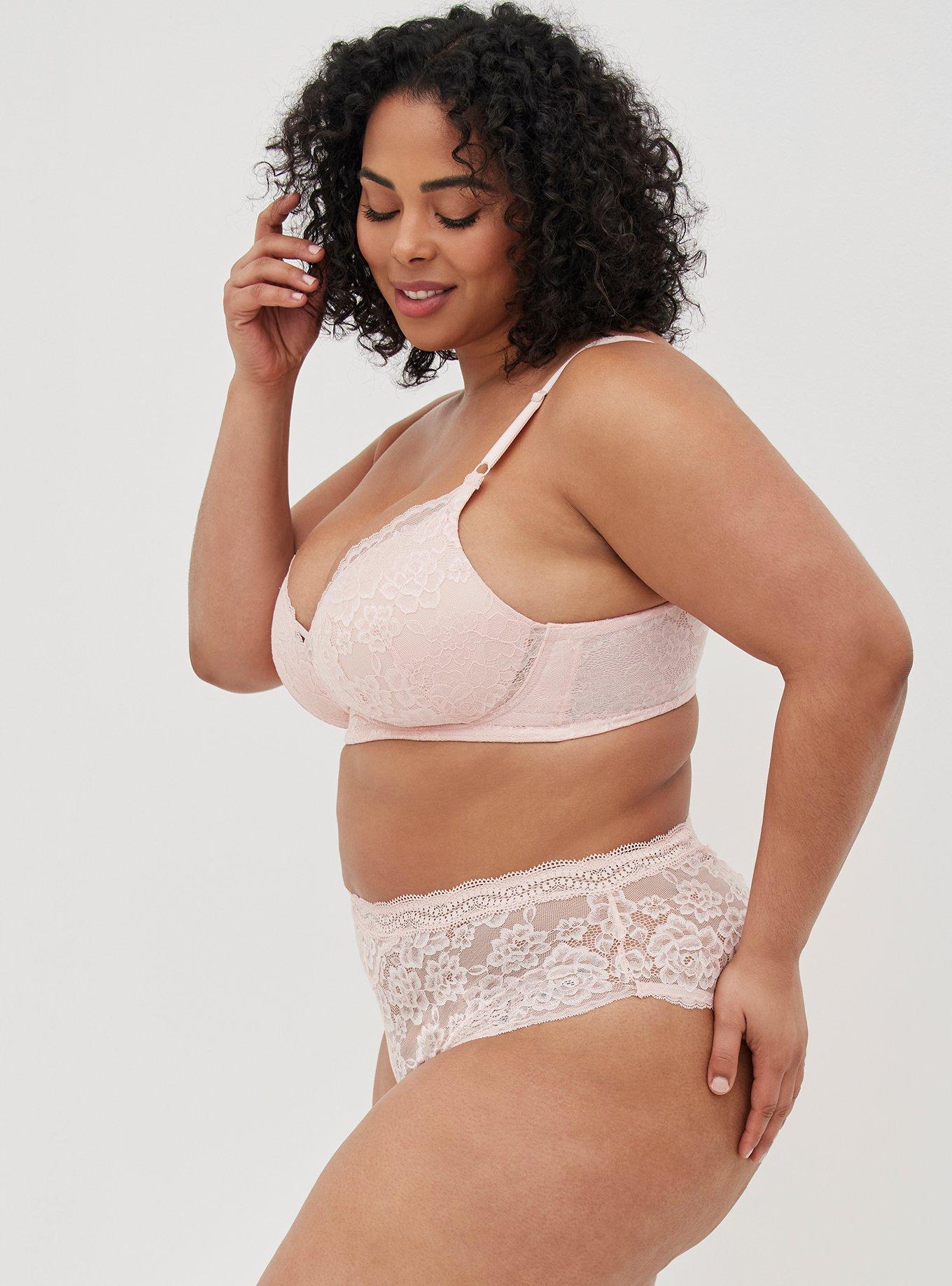Full coverage lace underwire bra set with cheeky panty, off white